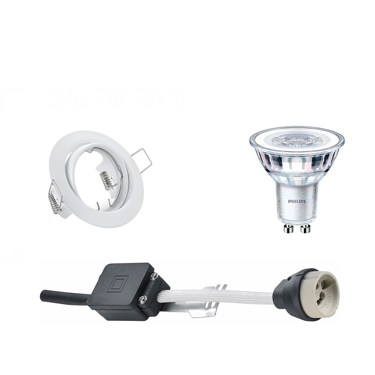 PHILIPS - LED Spot Set - CorePro 830 36D - GU10 Sockel - Dimmbar - Einbau Rund - Mattweiß - 4W - Warmweiß 3000K - Kippbar Ø83mm