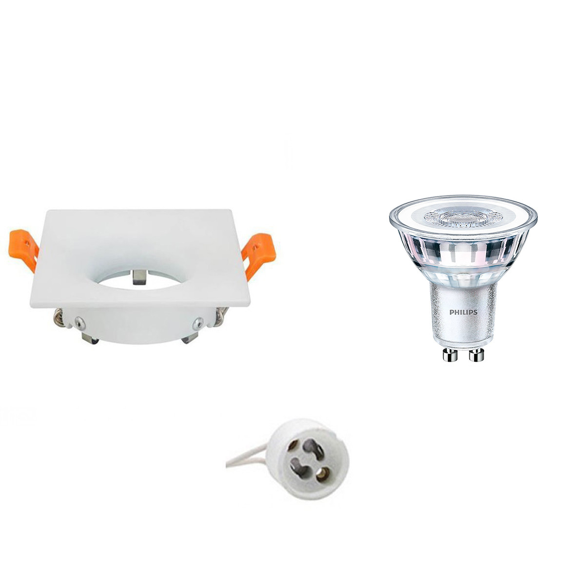 PHILIPS - LED Spot Set - CorePro 827 36D - GU10 Sockel - Dimmbar - Einbau Quadratisch - Mattweiß - 5W - Warmweiß 2700K - 85mm