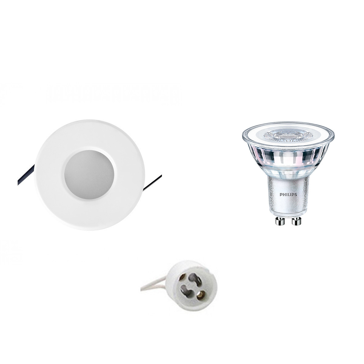 PHILIPS - LED Spot Set - CorePro 827 36D - GU10 Sockel - Wasserdicht IP65 - Dimmbar - Einbau Rund - Mattweiß - 5W - Warmweiß 2700K - Ø82mm