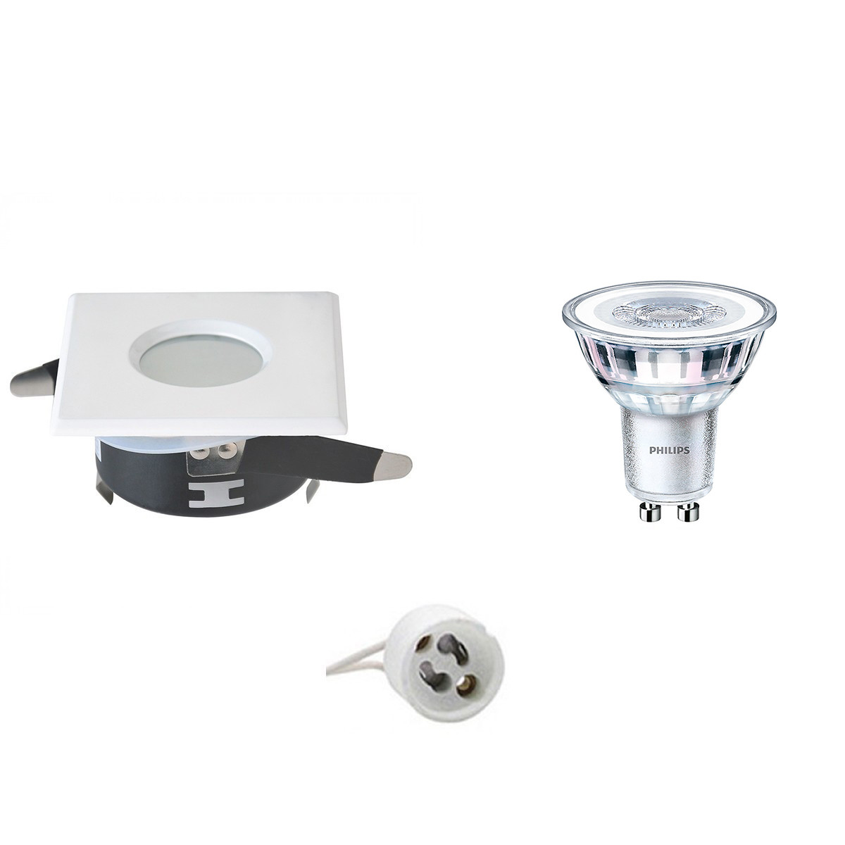 PHILIPS - LED Spot Set - CorePro 830 36D - GU10 Sockel - Wasserdicht IP65 - Dimmbar - Einbau Quadratisch - Mattweiß - 4W - Warmweiß 3000K - 82mm