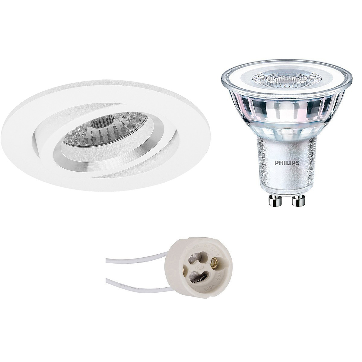 PHILIPS - LED Spot Set - CorePro 830 36D - Pragmi Aerony Pro - GU10 Sockel - Einbau Rund - Mattweiß - 3.5W - Warmweiß 3000K - Kippbar - Ø82mm