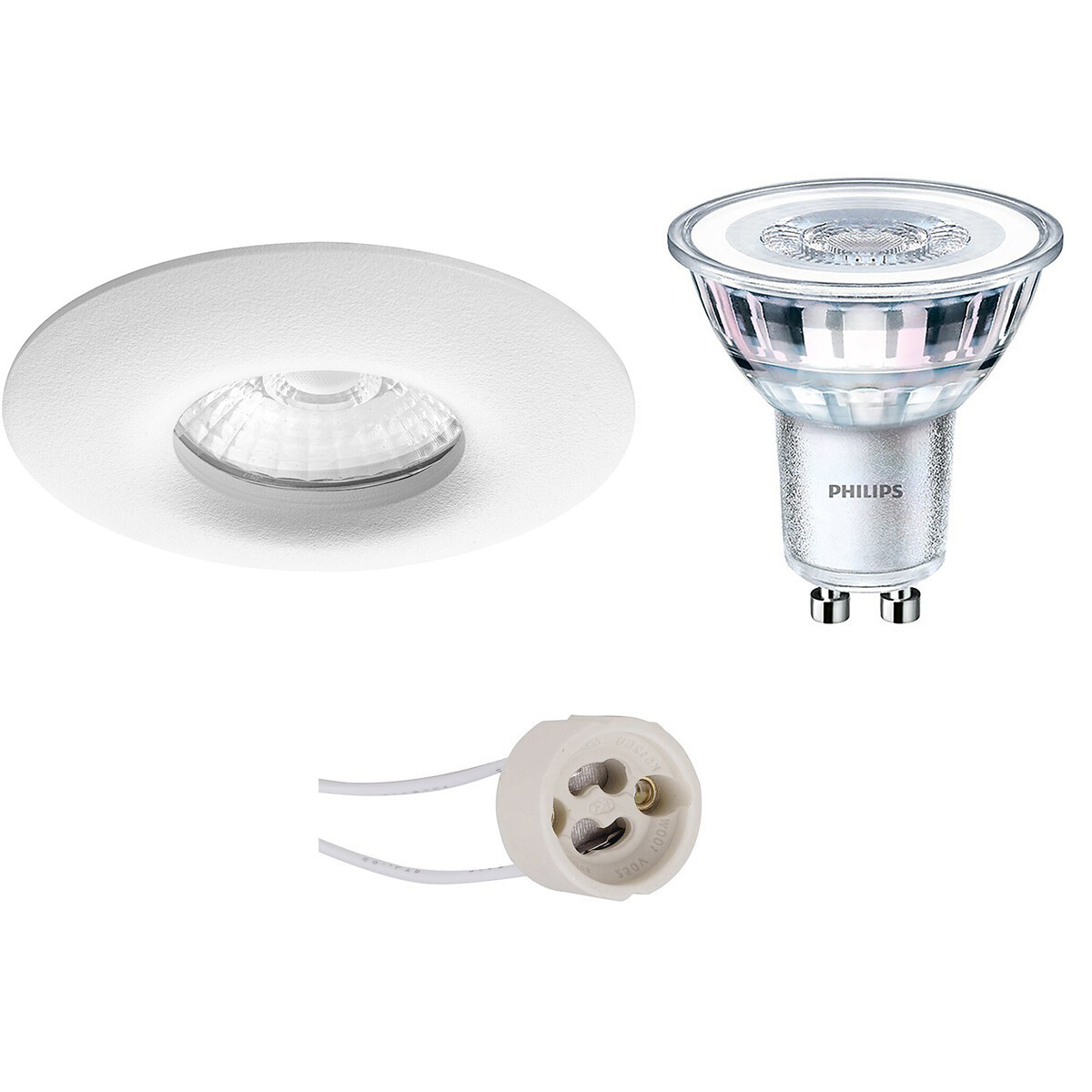 PHILIPS - LED Spot Set - CorePro 827 36D - Pragmi Luno Pro - Wasserdicht IP65 - GU10 Sockel - Einbau Rund - Mattweiß - 4.6W - Warmweiß 2700K - Ø82mm