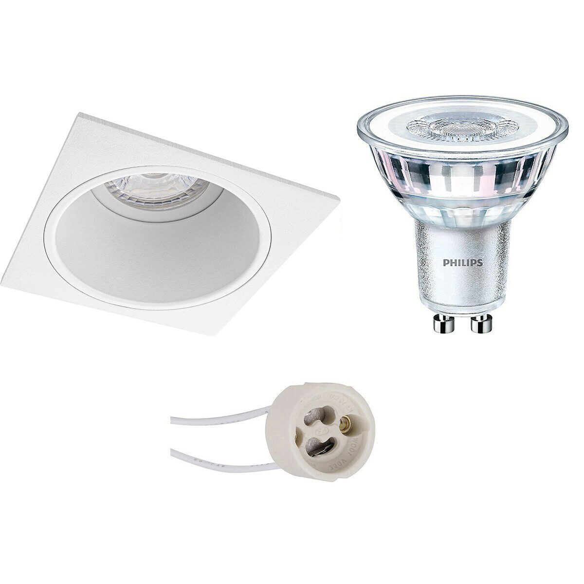 PHILIPS - LED Spot Set - CorePro 830 36D - Pragmi Minko Pro - GU10 Sockel - Einbau Quadratisch - Mattweiß - 3.5W - Warmweiß 3000K - Deep - 90mm