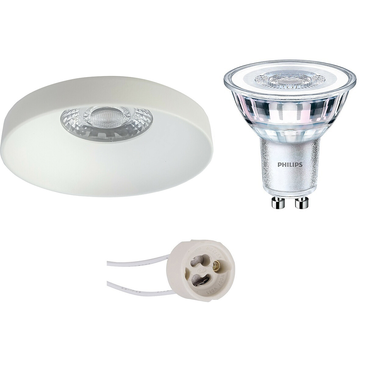 PHILIPS - LED Spot Set - CorePro 827 36D - Pragmi Vrito Pro - GU10 Sockel - Einbau Rund - Mattweiß - 3.5W - Warmweiß 2700K - Ø82mm