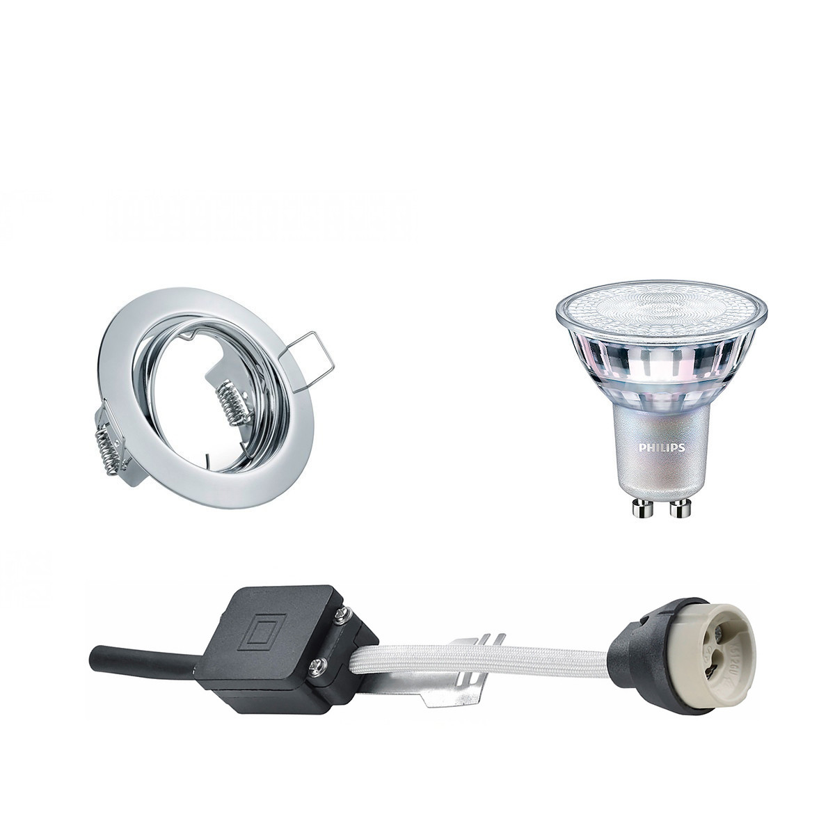 PHILIPS - LED Spot Set - MASTER 927 36D VLE - GU10 Sockel - DimTone Dimmbar - Einbau Rund - Chrom - 3.7W - Warmweiß 2200K-2700K - Kippbar Ø83mm