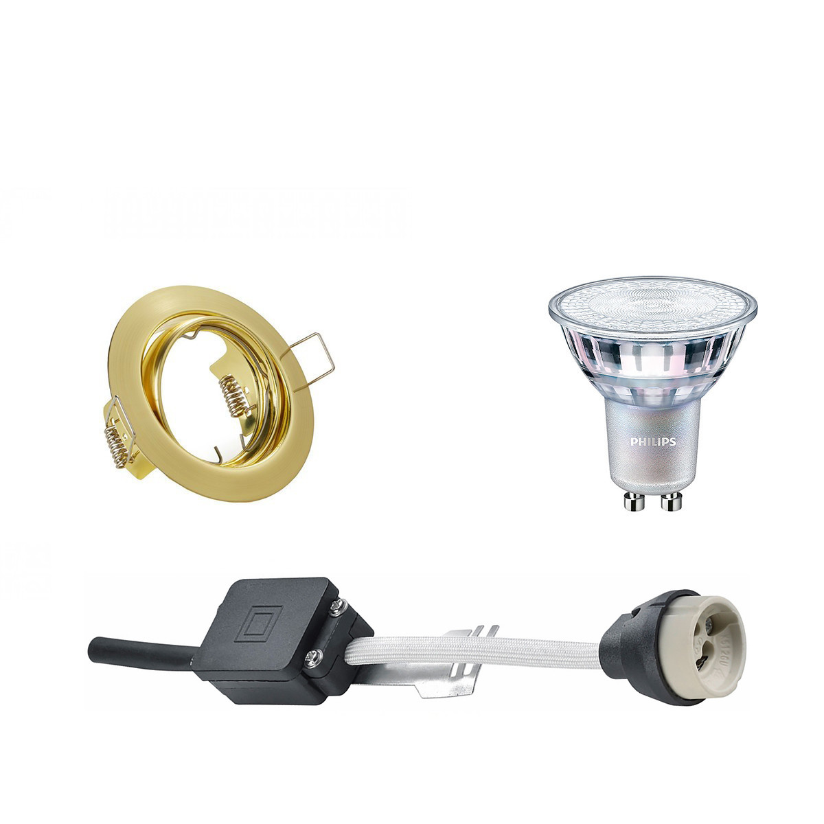 PHILIPS - LED Spot Set - MASTER 927 36D VLE - GU10 Sockel - DimTone Dimmbar - Einbau Rund - Matt Gold - 3.7W - Warmweiß 2200K-2700K - Kippbar Ø83mm