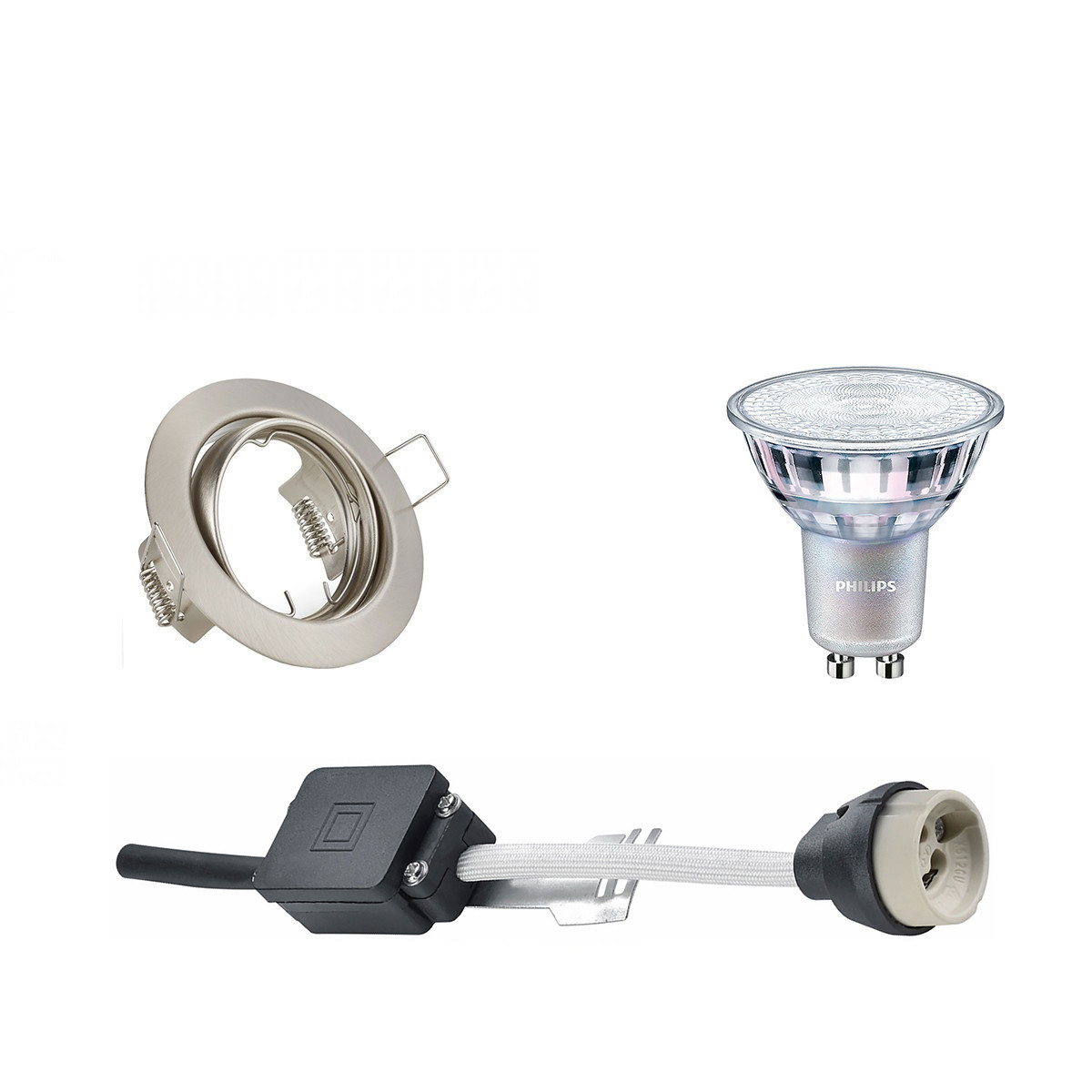 PHILIPS - LED Spot Set - MASTER 927 36D VLE - GU10 Sockel - DimTone Dimmbar - Einbau Rund - Matt Nickel - 3.7W - Warmweiß 2200K-2700K - Kippbar Ø83mm