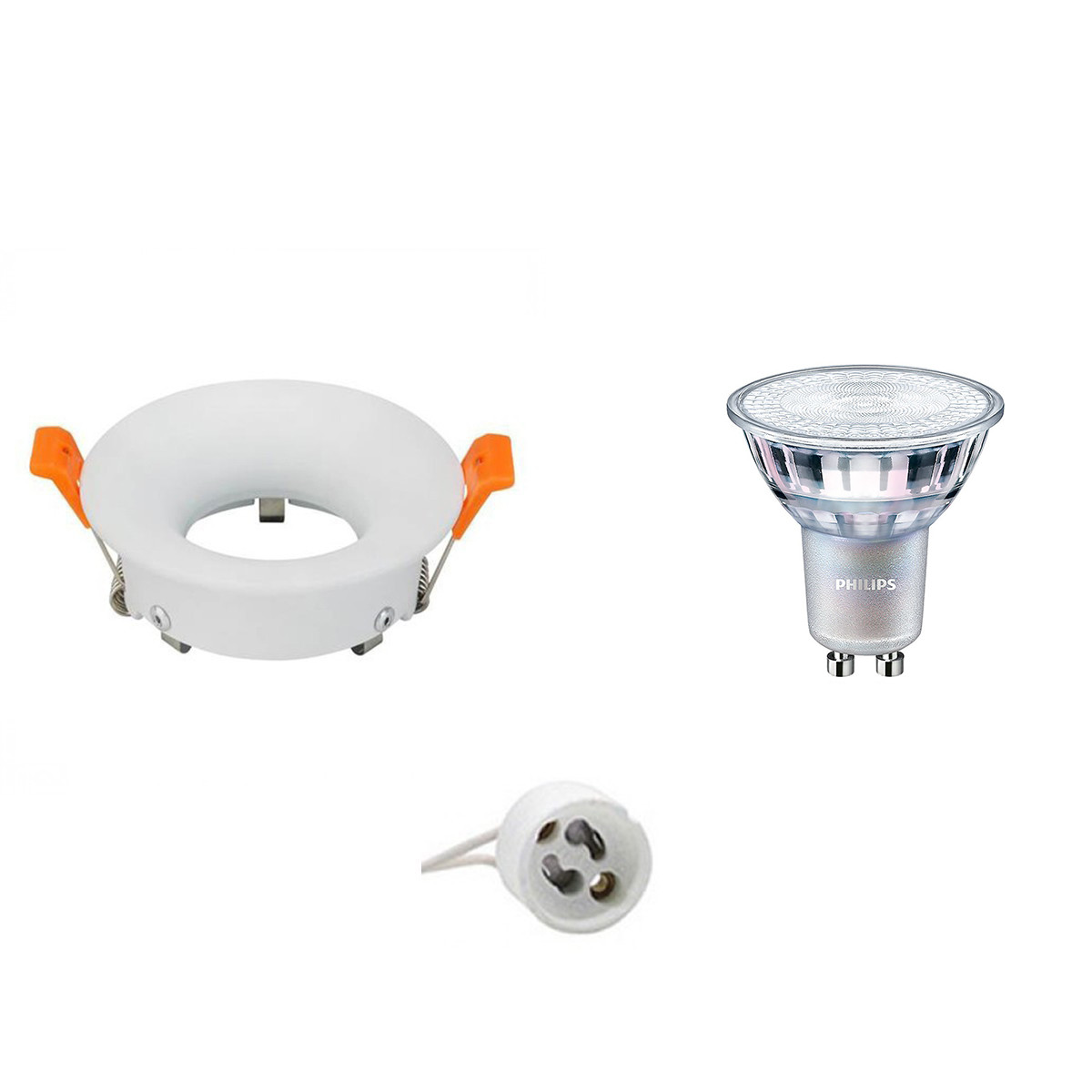 PHILIPS - LED Spot Set - MASTER 927 36D VLE - GU10 Sockel - DimTone Dimmbar - Einbau Rund - Mattweiß - 4.9W - Warmweiß 2200K-2700K - Ø85mm