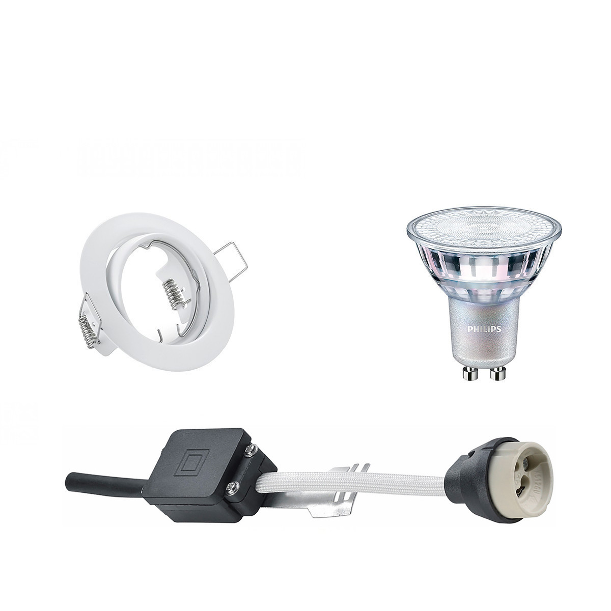 PHILIPS - LED Spot Set - MASTER 927 36D VLE - GU10 Sockel - DimTone Dimmbar - Einbau Rund - Mattweiß - 3.7W - Warmweiß 2200K-2700K - Kippbar Ø83mm