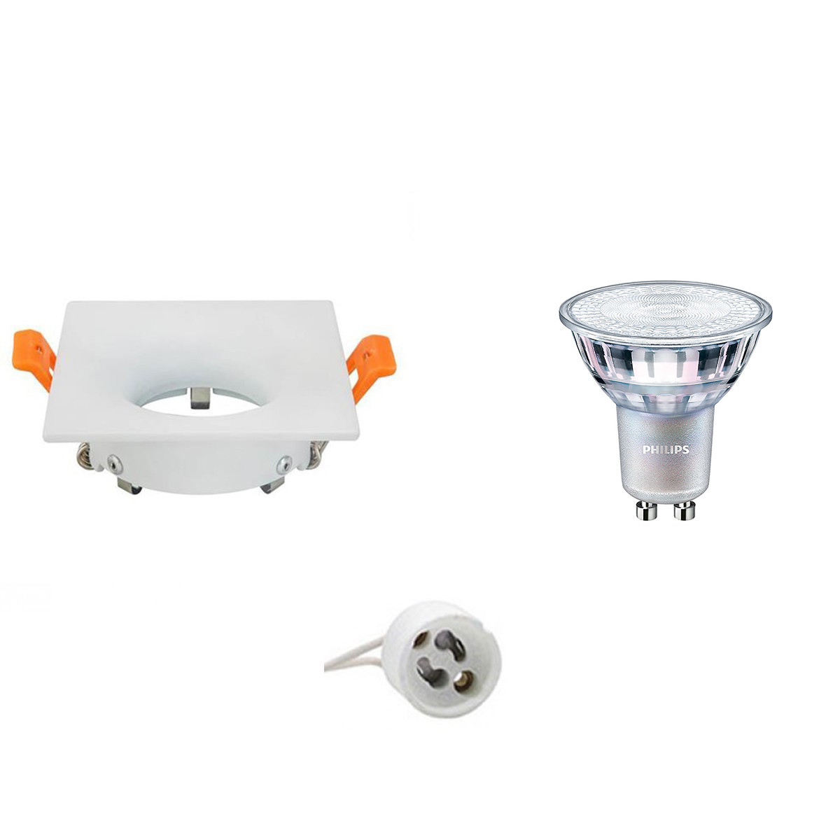 PHILIPS - LED Spot Set - MASTER 927 36D VLE - GU10 Sockel - DimTone Dimmbar - Einbau Quadratisch - Mattweiß - 3.7W - Warmweiß 2200K-2700K - 85mm