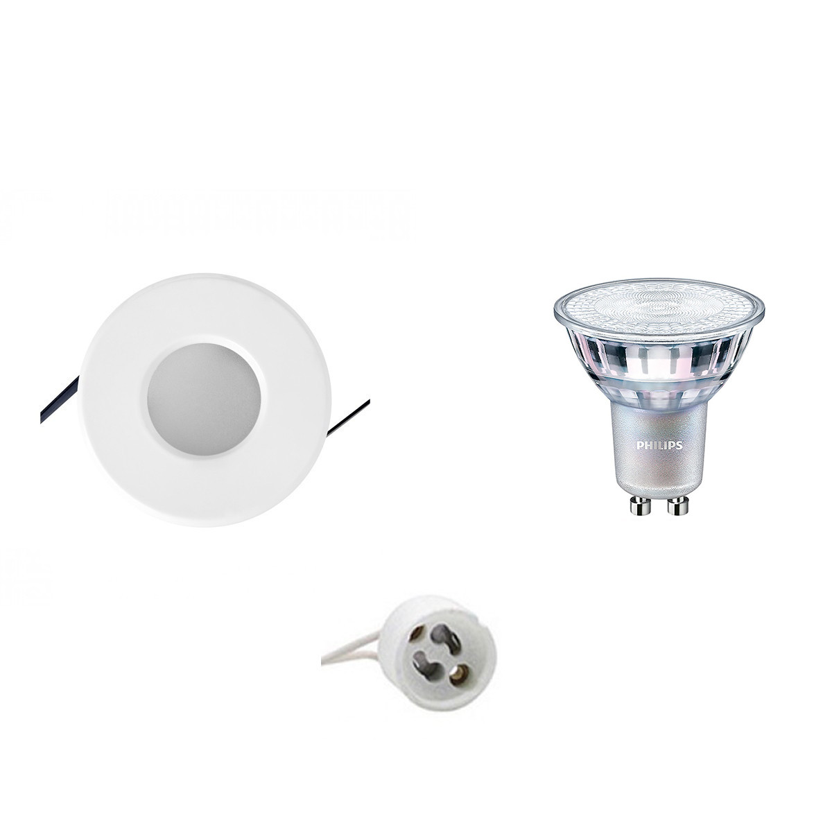 PHILIPS - LED Spot Set - MASTER 927 36D VLE - GU10 Sockel - Wasserdicht IP65 - DimTone Dimmbar - Einbau Rund - Mattweiß - 4.9W - Warmweiß 2200K-2700K - Ø82mm