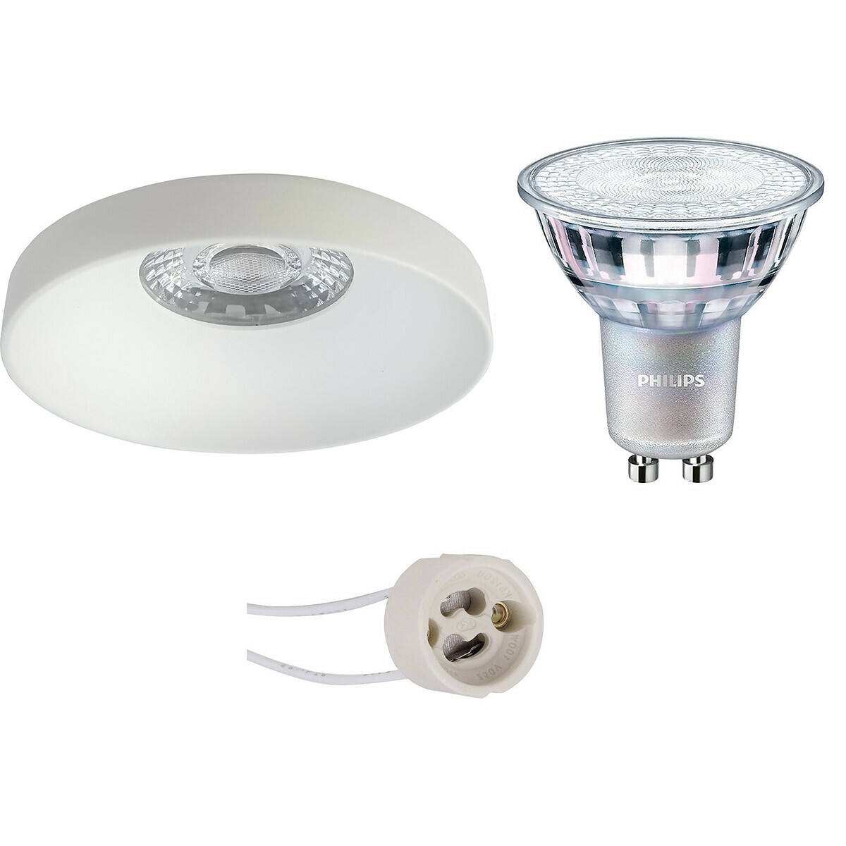 PHILIPS - LED Spot Set - MASTER 927 36D VLE - Pragmi Vrito Pro - GU10 Sockel - DimTone Dimmbar - Einbau Rund - Mattweiß - 4.9W - Warmweiß 2200K-2700K - Ø82mm