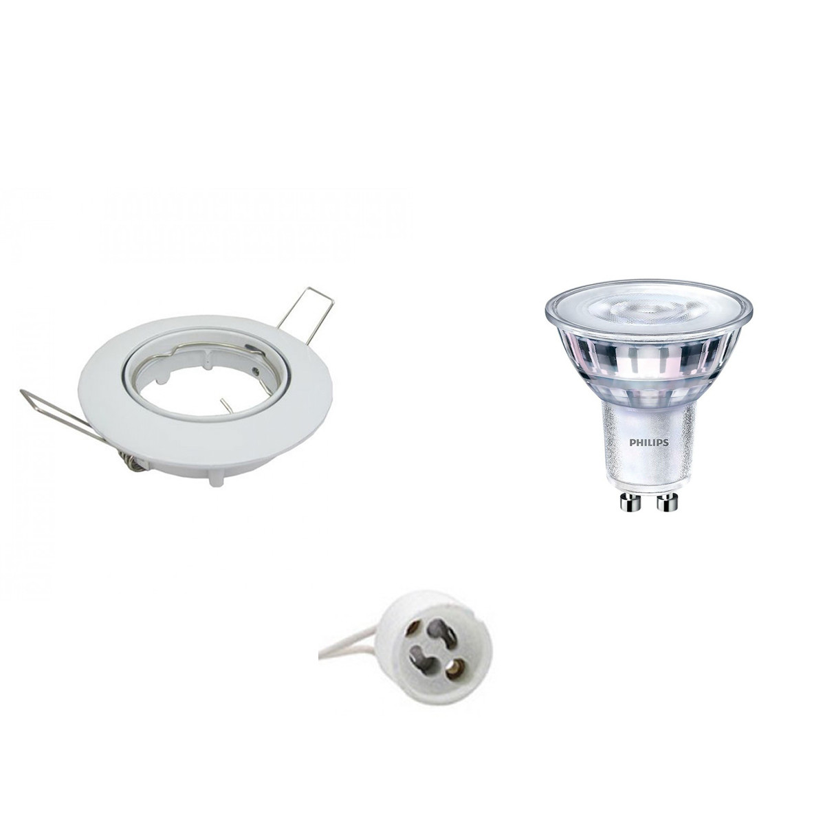 PHILIPS - LED Spot Set - SceneSwitch 827 36D - GU10 Sockel - Dimmbar - Einbau Rund - Glänzend Weiß - 1.5W-5W - Warmweiß 2200K-2700K - Kippbar Ø82mm