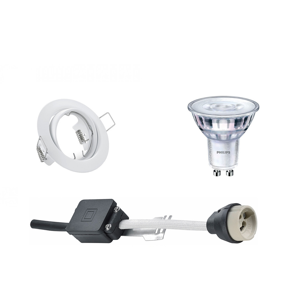 PHILIPS - LED Spot Set - SceneSwitch 827 36D - GU10 Sockel - Dimmbar - Einbau Rund - Mattweiß - 1.5W-5W - Warmweiß 2200K-2700K - Kippbar Ø83mm