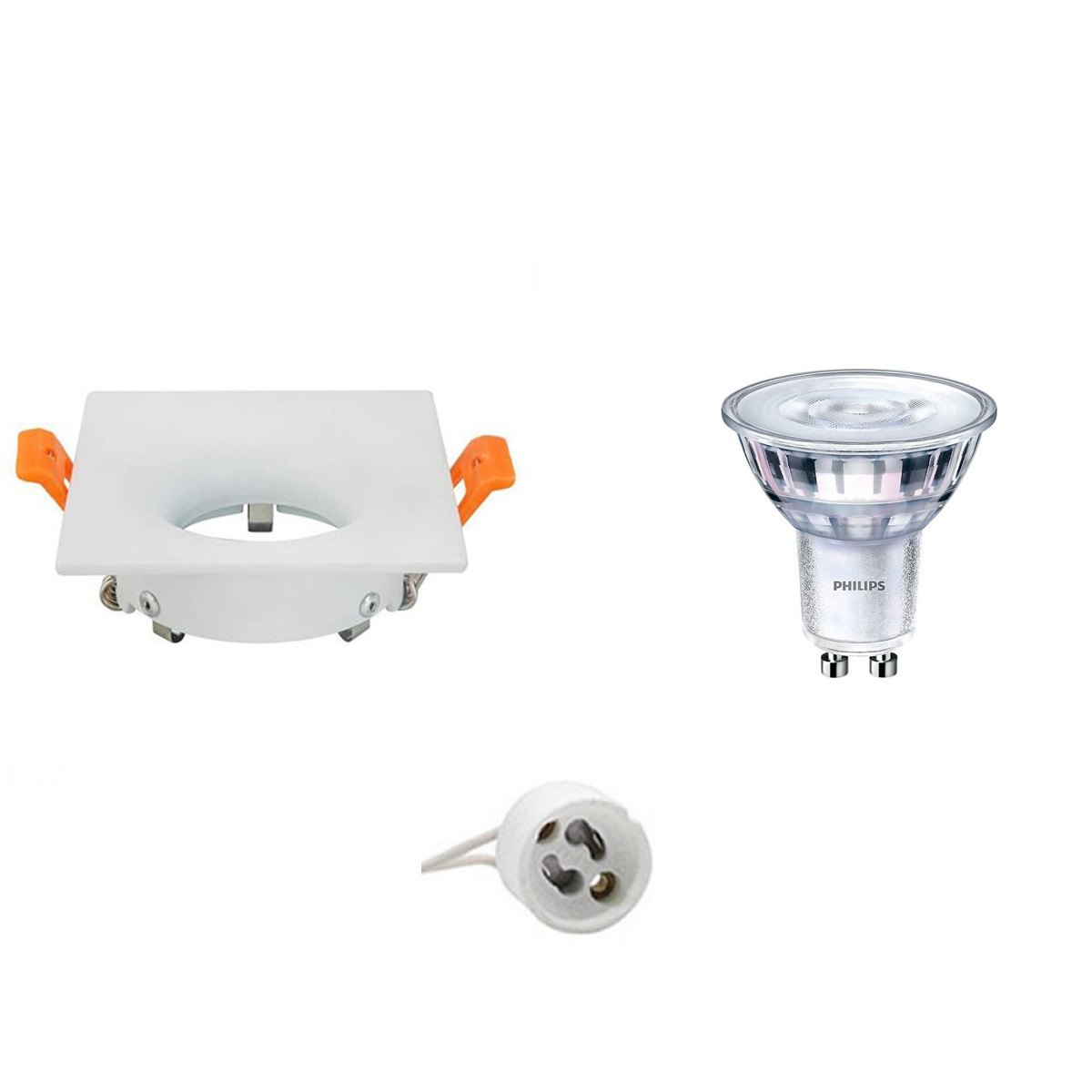 PHILIPS - LED Spot Set - SceneSwitch 827 36D - GU10 Sockel - Dimmbar - Einbau Quadratisch - Mattweiß - 1.5W-5W - Warmweiß 2200K-2700K - 85mm