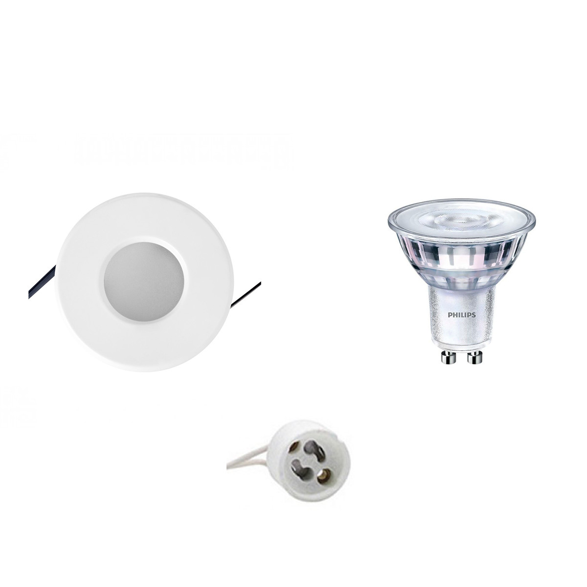 PHILIPS - LED Spot Set - SceneSwitch 827 36D - GU10 Sockel - Wasserdicht IP65 - Dimmbar - Einbau Rund - Mattweiß - 1.5W-5W - Warmweiß 2200K-2700K - Ø82mm