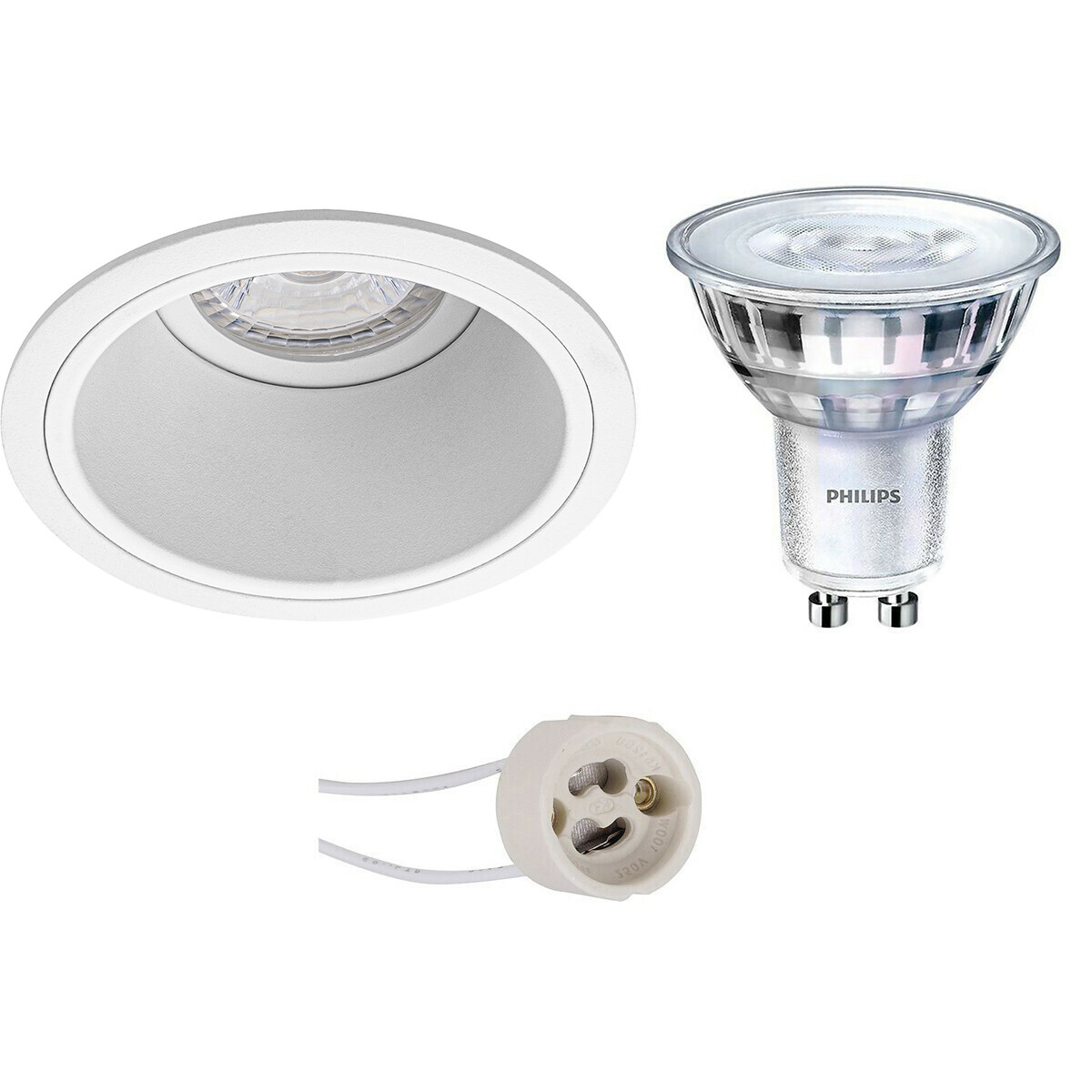 PHILIPS - LED Spot Set - SceneSwitch 827 36D - Pragmi Minko Pro - GU10 Sockel - Dimmbar - Einbau Rund - Mattweiß - 1.5W-5W - Warmweiß 2200K-2700K - Deep - Ø90mm