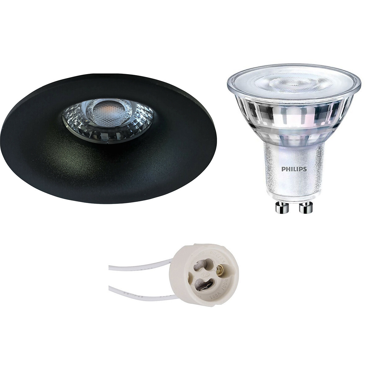 PHILIPS - LED Spot Set - SceneSwitch 827 36D - Pragmi Nora Pro - GU10 Sockel - Dimmbar - Einbau Rund - Mattschwarz - 1.5W-5W - Warmweiß 2200K-2700K - Ø82mm