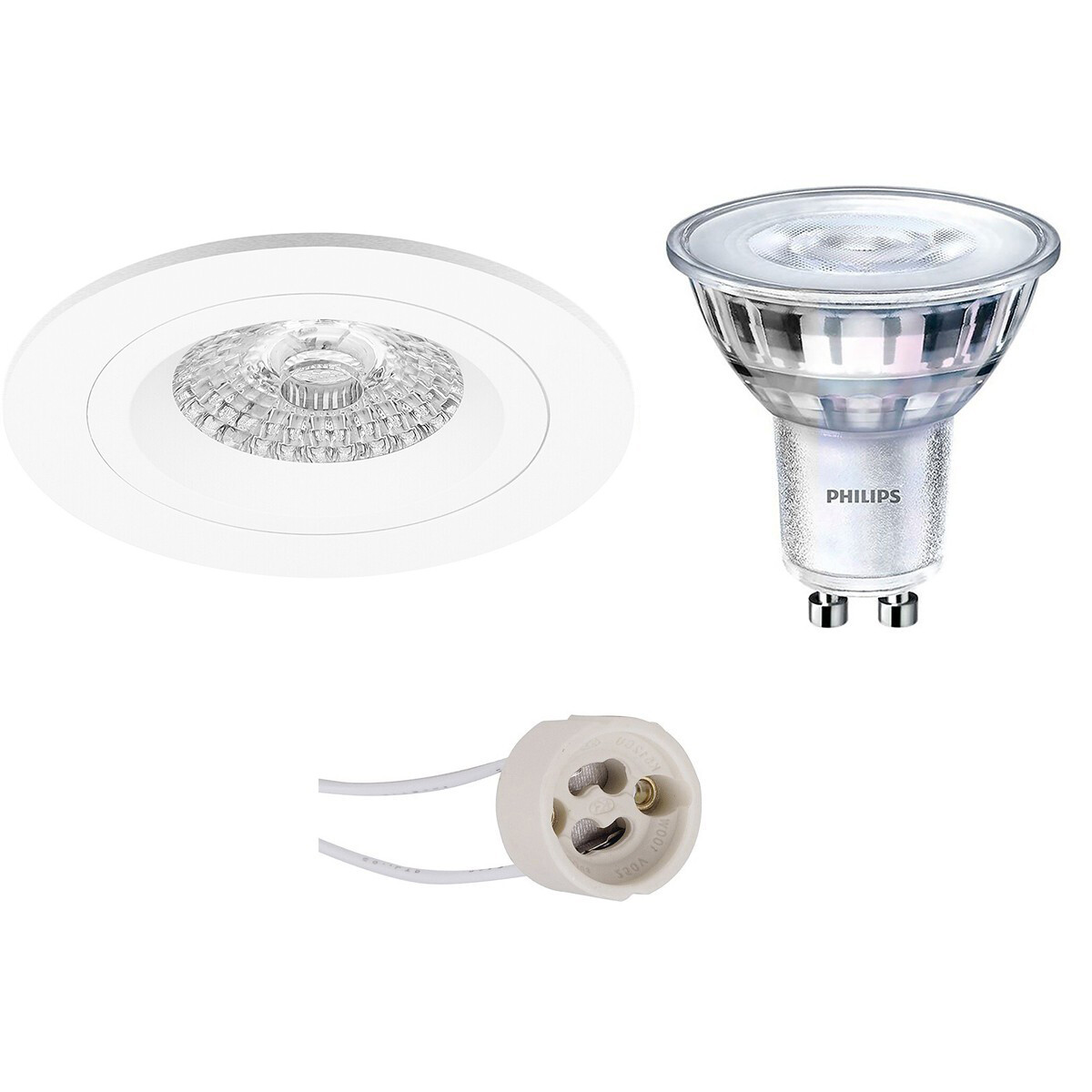 PHILIPS - LED Spot Set - SceneSwitch 827 36D - Pragmi Rodos Pro - GU10 Sockel - Dimmbar - Einbau Rund - Mattweiß - 1.5W-5W - Warmweiß 2200K-2700K - Ø93mm