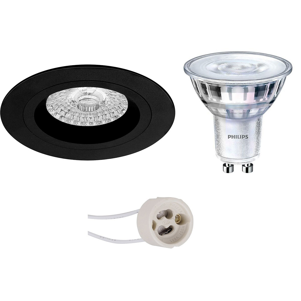 PHILIPS - LED Spot Set - SceneSwitch 827 36D - Pragmi Rodos Pro - GU10 Sockel - Dimmbar - Einbau Rund - Mattschwarz - 1.5W-5W - Warmweiß 2200K-2700K - Ø93mm