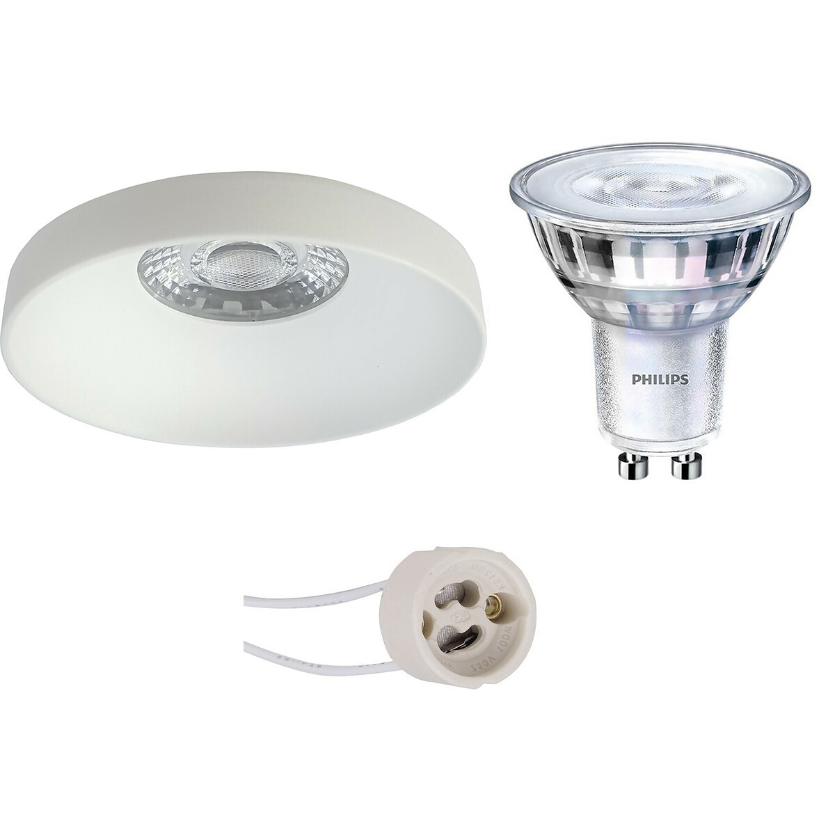 PHILIPS - LED Spot Set - SceneSwitch 827 36D - Pragmi Vrito Pro - GU10 Sockel - Dimmbar - Einbau Rund - Mattweiß - 1.5W-5W - Warmweiß 2200K-2700K - Ø82mm