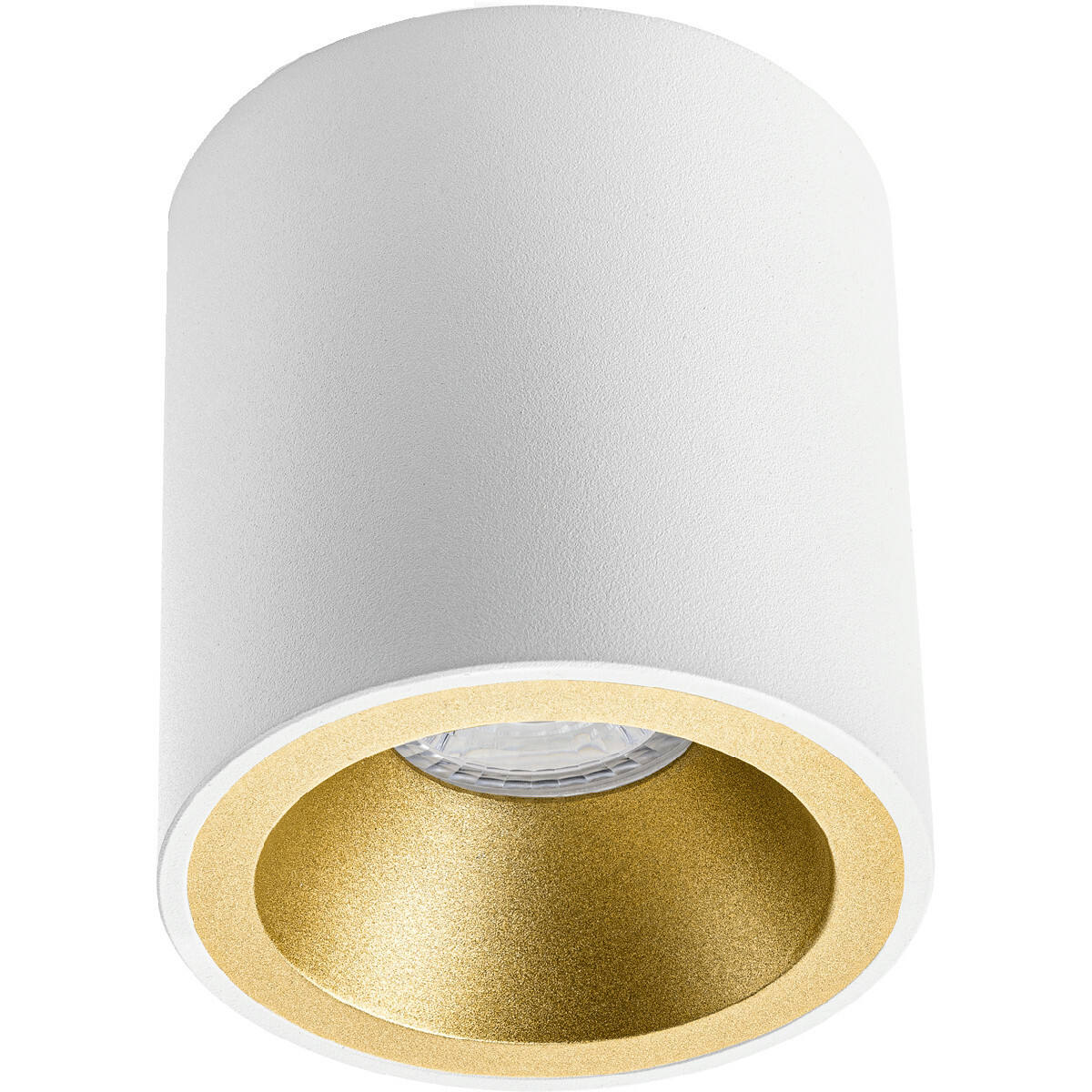 Aufbauspot Set - Pragmi Cliron Pro - GU10 Fassung - Aufbau Rund - Matt Weiß/Gold - Vertieft - Ø90mm - Philips - CorePro 840 36D - 4.6W - Neutralweiß 4000K