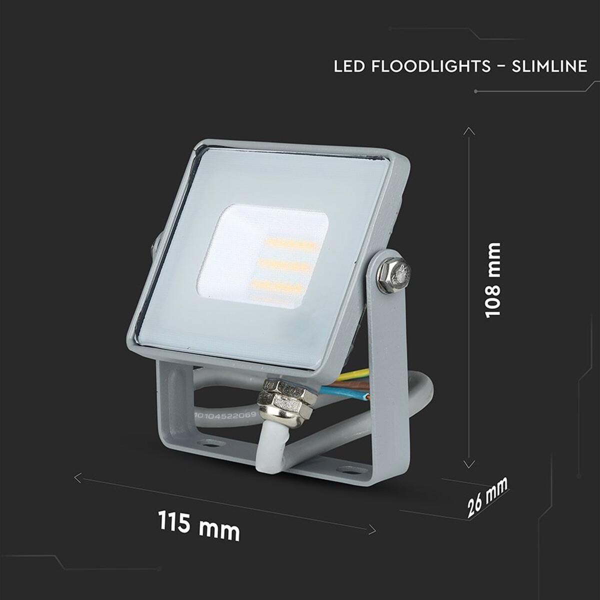 SAMSUNG - LED Baustrahler 10 Watt - LED Fluter - Viron Dana - Universalweiß 4000K - Matt Grau - Aluminium