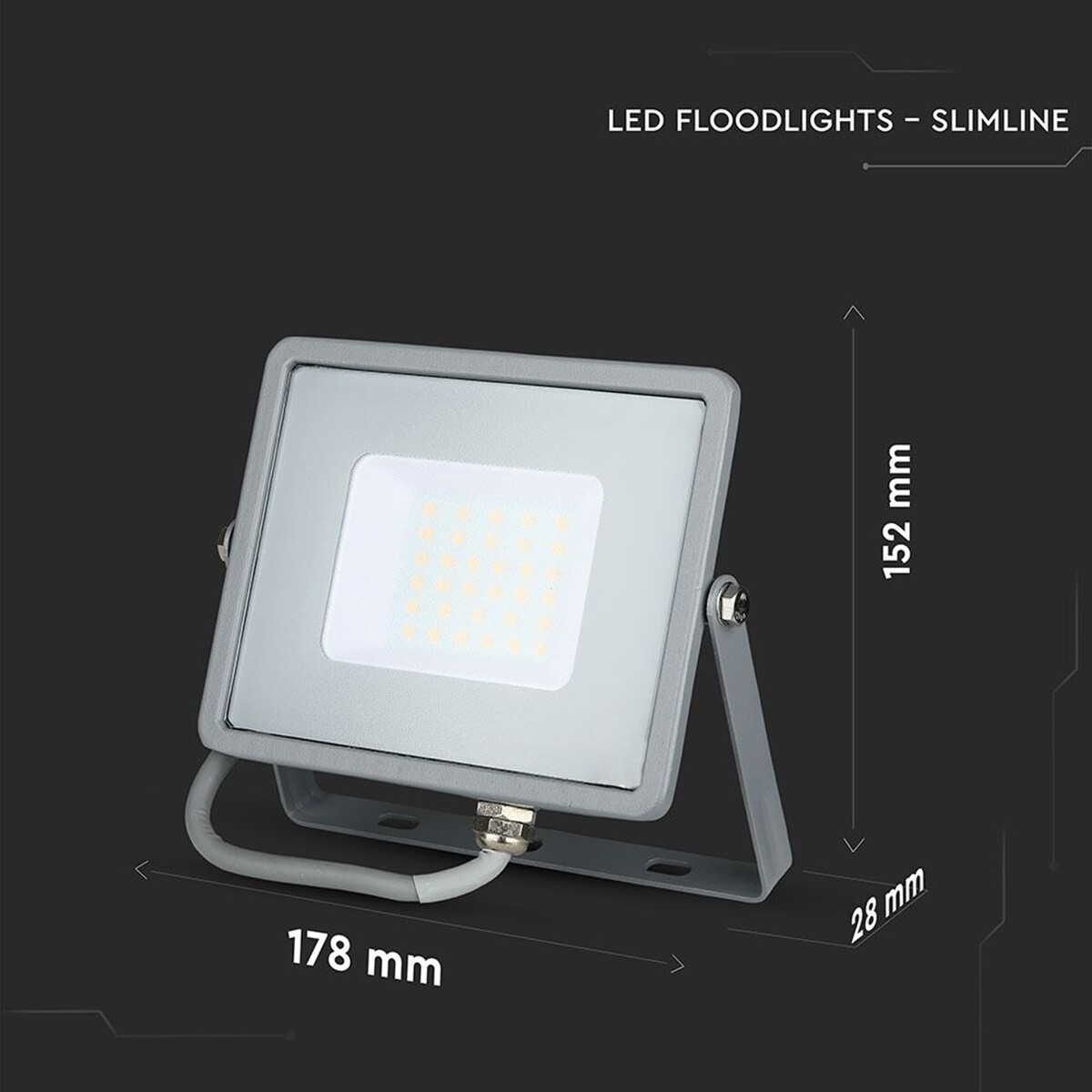 SAMSUNG - LED Baustrahler 30 Watt - LED Fluter - Viron Dana - Universalweiß 4000K - Matt Grau - Aluminium