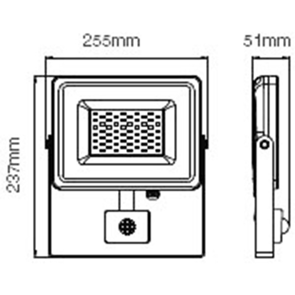 SAMSUNG - LED Baustrahler 30 Watt met Sensor - LED Fluter - Viron Dana - Tageslicht 6400K - Mattschwarz - Aluminium