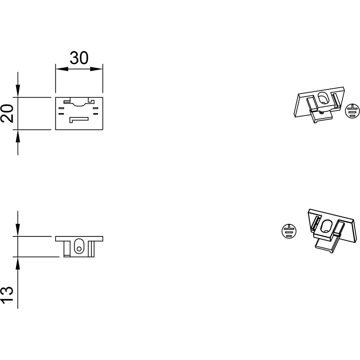 Stromschiene Endkappe - 2 Stück - Trion Dual - 2 Phasen - Matt Titan