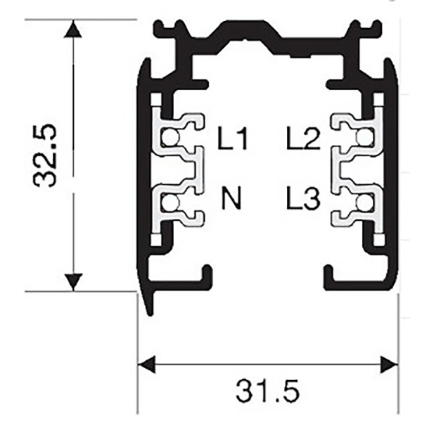 Stromschiene - Facto - 3 Phasen - Aluminium Mattweiß - 1m