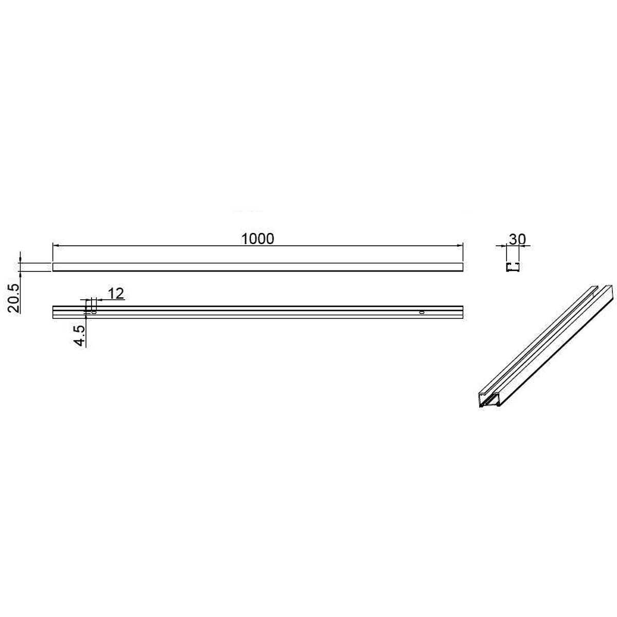 Stromschiene - Trion Dual - 2 Phasen - Aufputz - Aluminium - Schwarz - 1 Meter