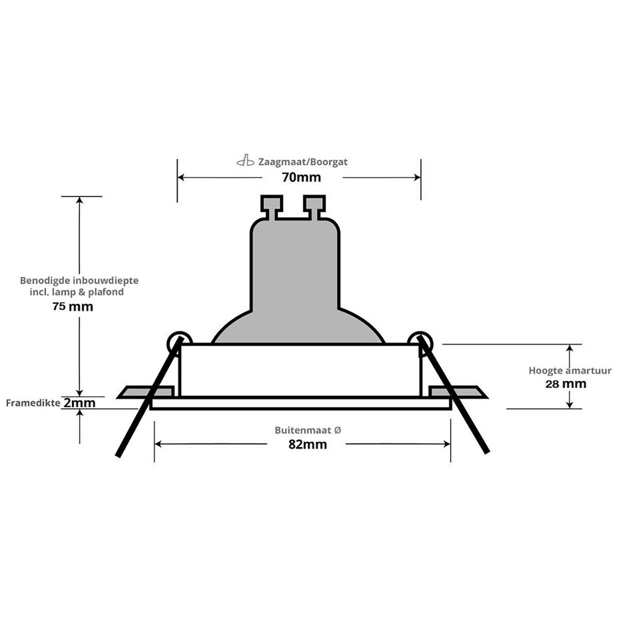 Einbauleuchte 10er Pack - Pragmi Nora Pro - GU10 Sockel - Einbau Rund - Mattschwarz - Aluminium - Ø82mm