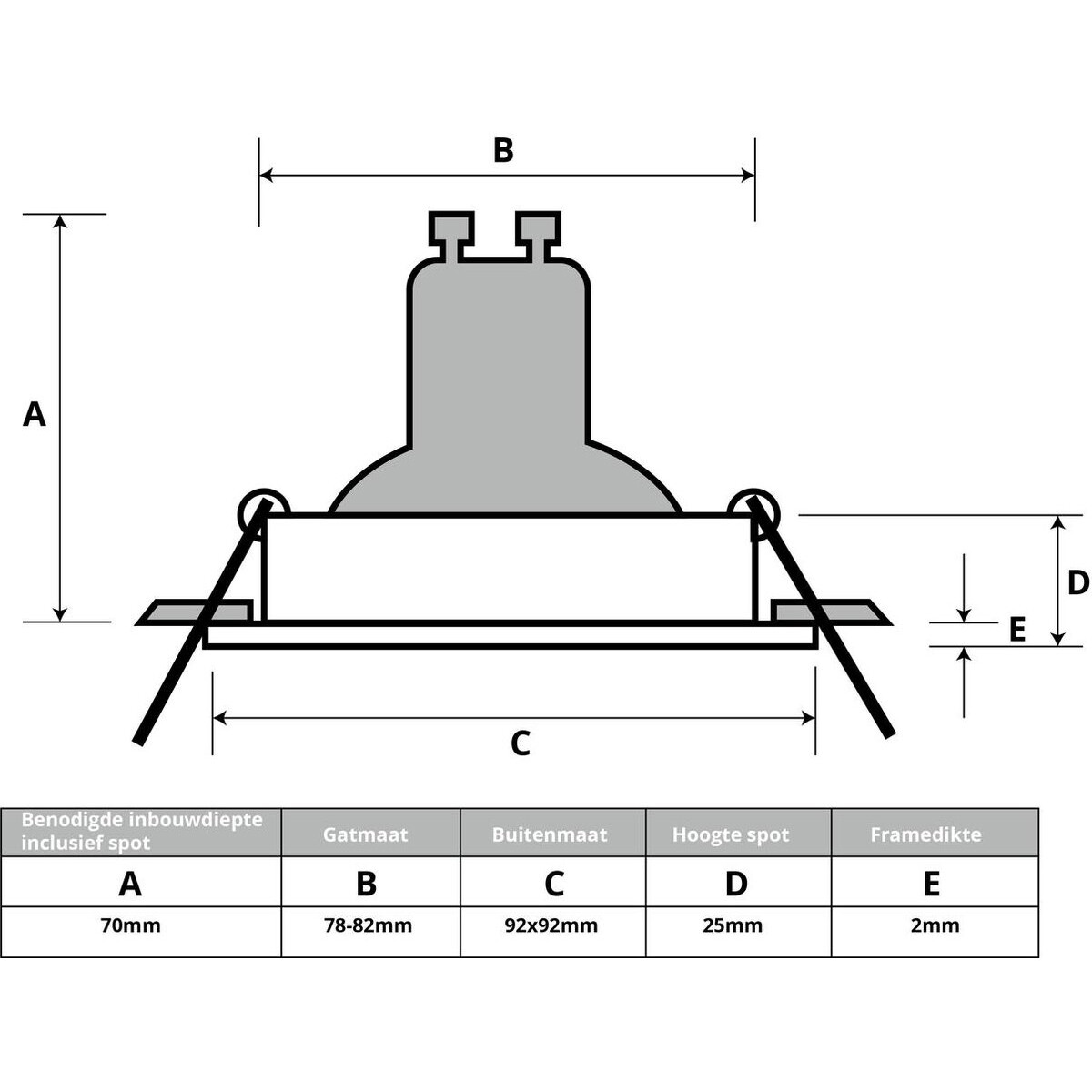 Einbauleuchte GU10 - Pragmi Borny Pro - Einbau Quadratisch - Mattweiß - Aluminium - Kippbar - 92mm