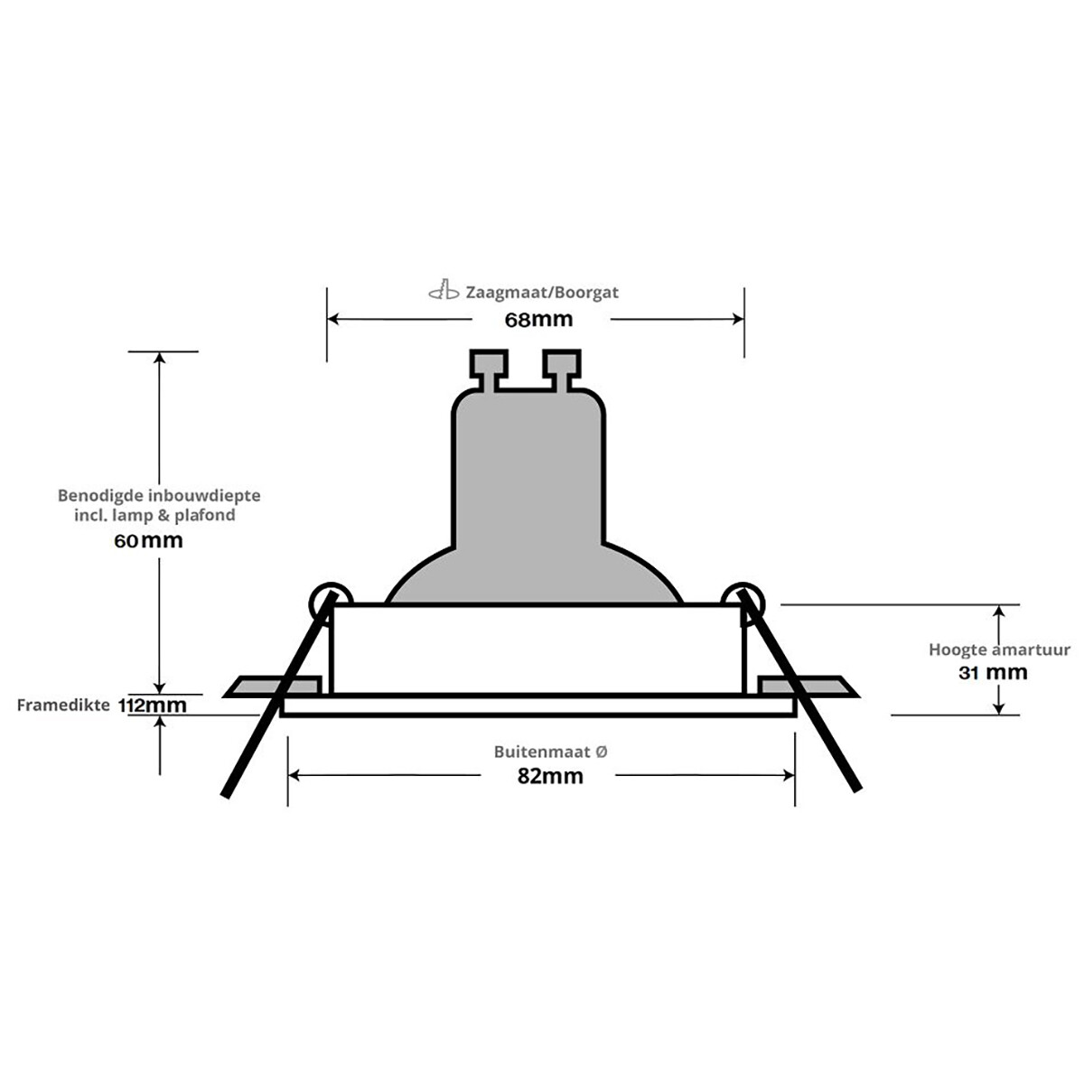 Einbauleuchte GU10 - Pragmi Vrito Pro - Einbau Rund - Mattweiß - Aluminium - Ø82mm