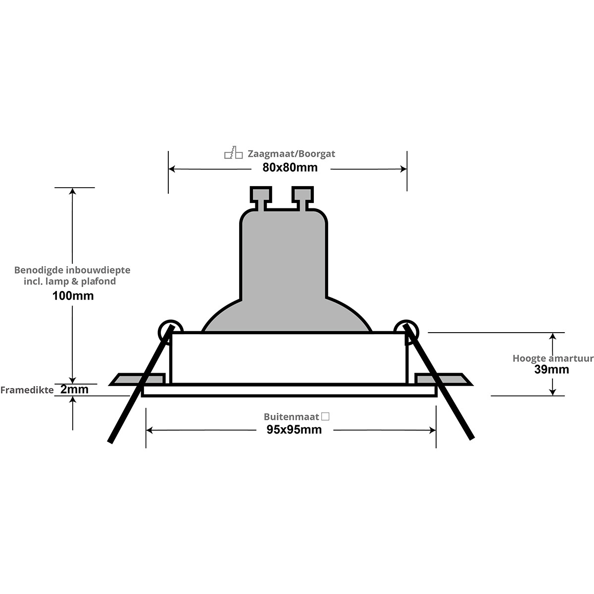 Einbauleuchte GU10 - Pragmi Zano Pro - Einbau Quadratisch - Mattweiß - Aluminium - Kippbar - 93mm