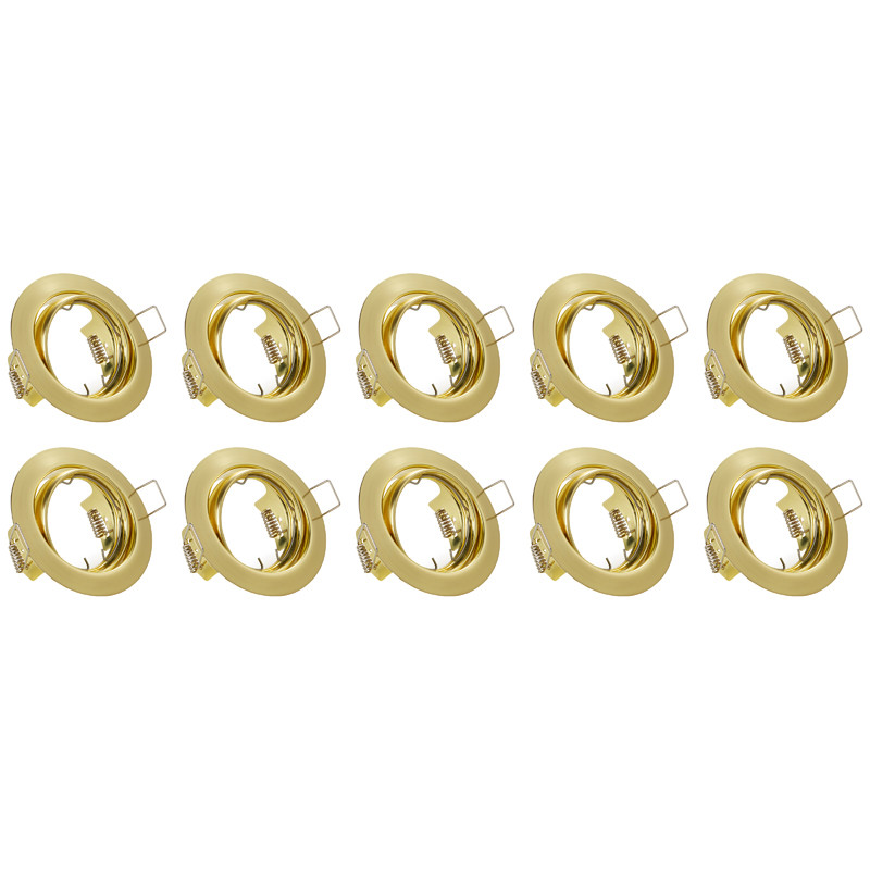 Einbauleuchte 10er Pack - Trion - GU10 Sockel - Einbau Rund - Matt Gold Aluminium - Kippbar Ø83mm