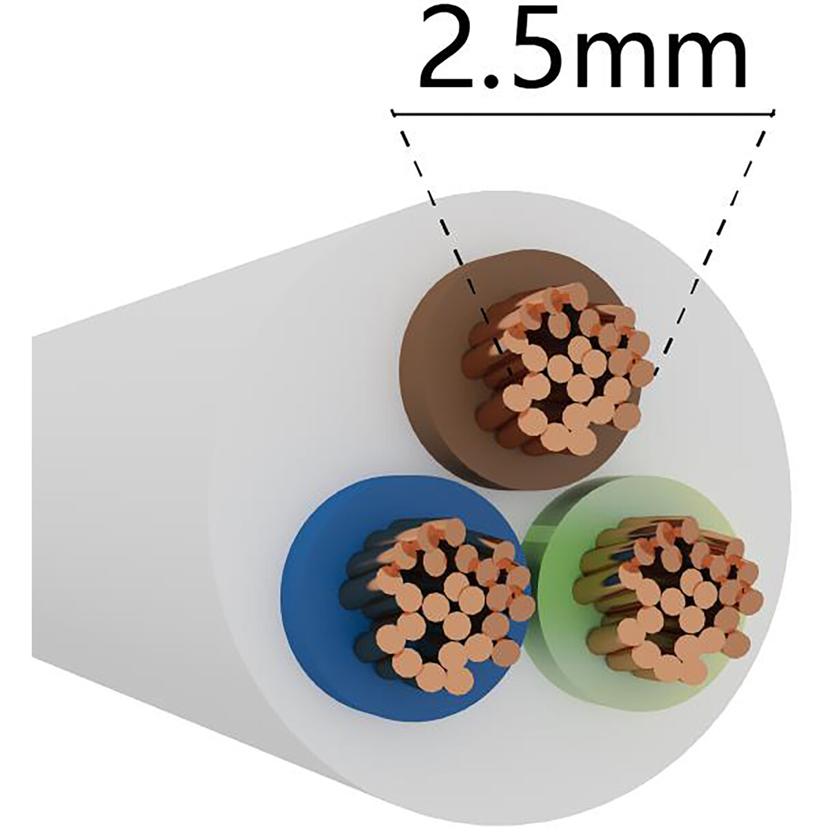 Schlauchleitung - 3x2.5mm - 3-adrig - 100 Meter - Weiß