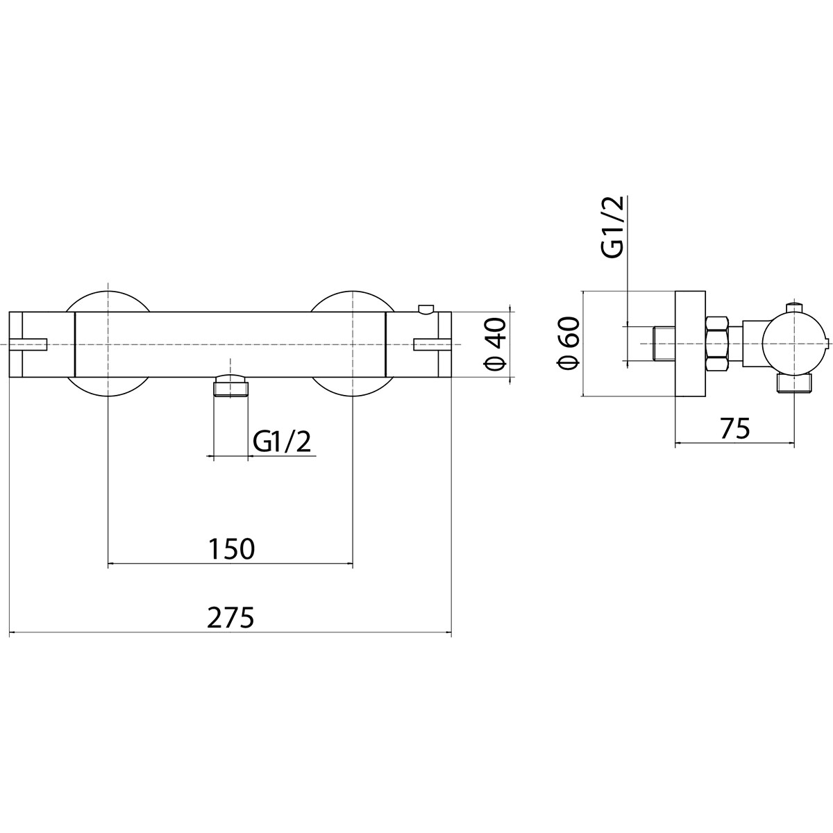 Thermostatische Duscharmatur - Leoni - Matt Schwarz