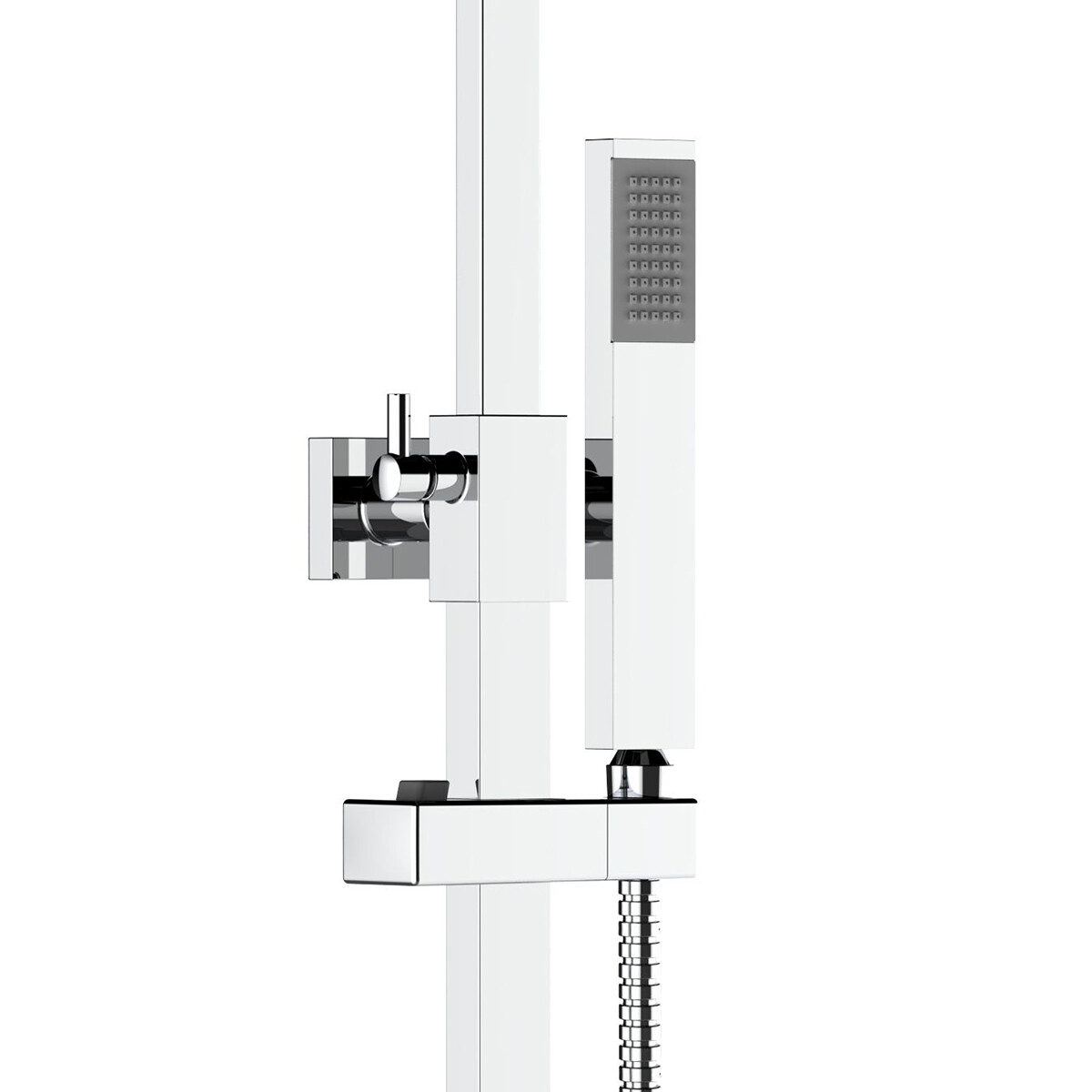 Thermostatische Regenduschset - Leoni Rimbo - 22cm - Eckige Kopfbrause - Stabhandbrause - Edelstahl - Chrom