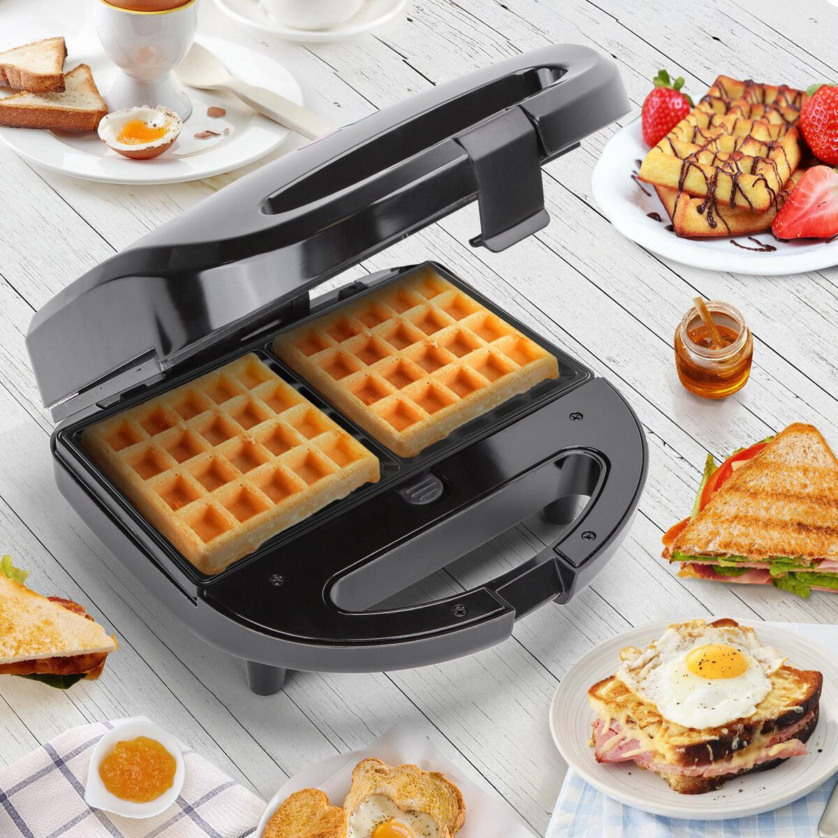 Sandwich Eisen - Aigi Rubo - Kontaktgrill 3 in 1 - CoolTouch Hebel - Schwarz