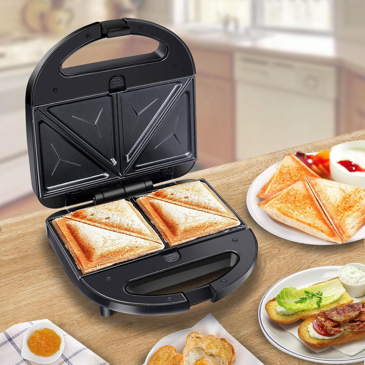 Sandwich Eisen - Aigi Rubo - Kontaktgrill 3 in 1 - CoolTouch Hebel - Schwarz