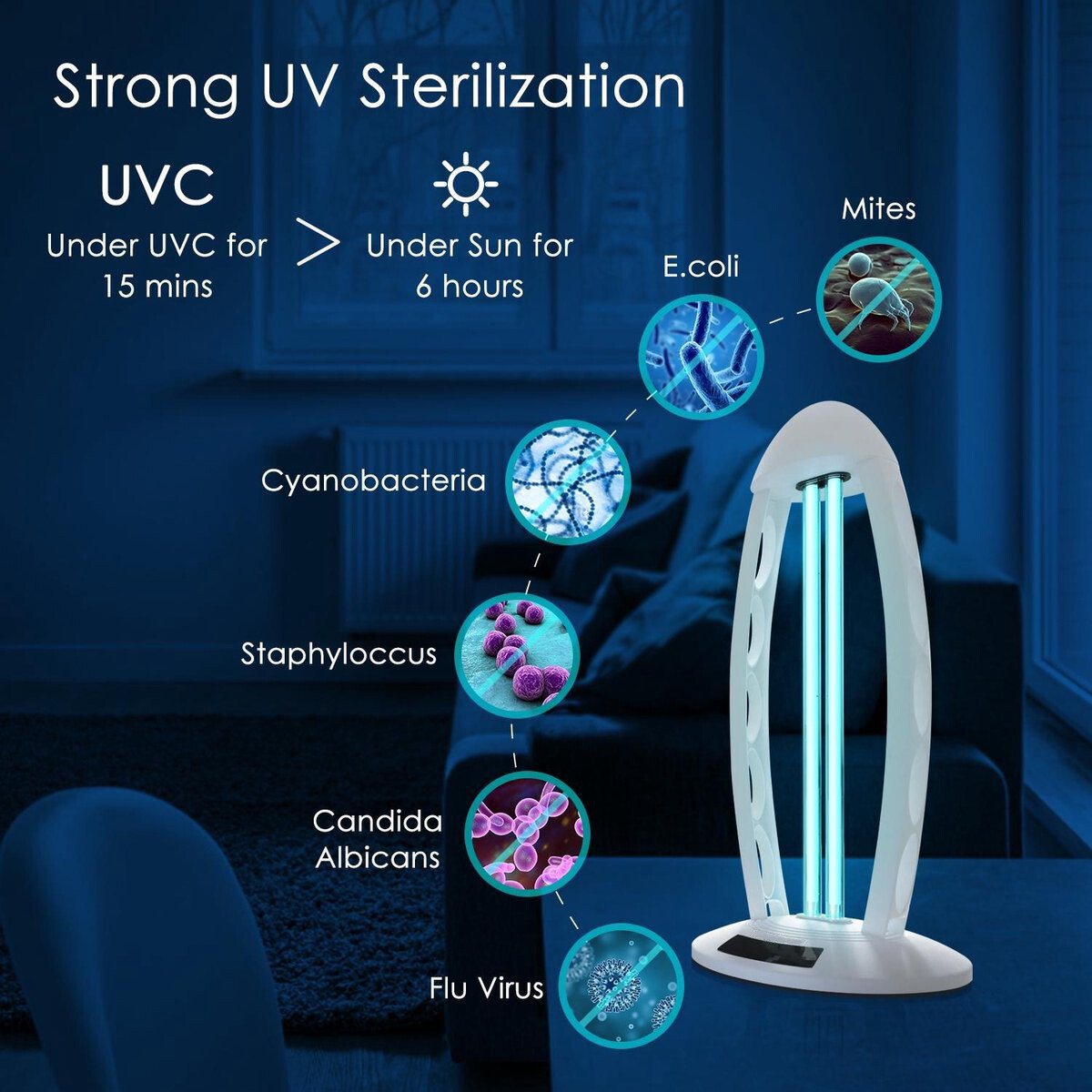 UV-C Sterilisationslampe - Aigi Desty - Desinfektionslampe - UV-Sterilisator - Fernbedienung - Timer - 360º - Weiß