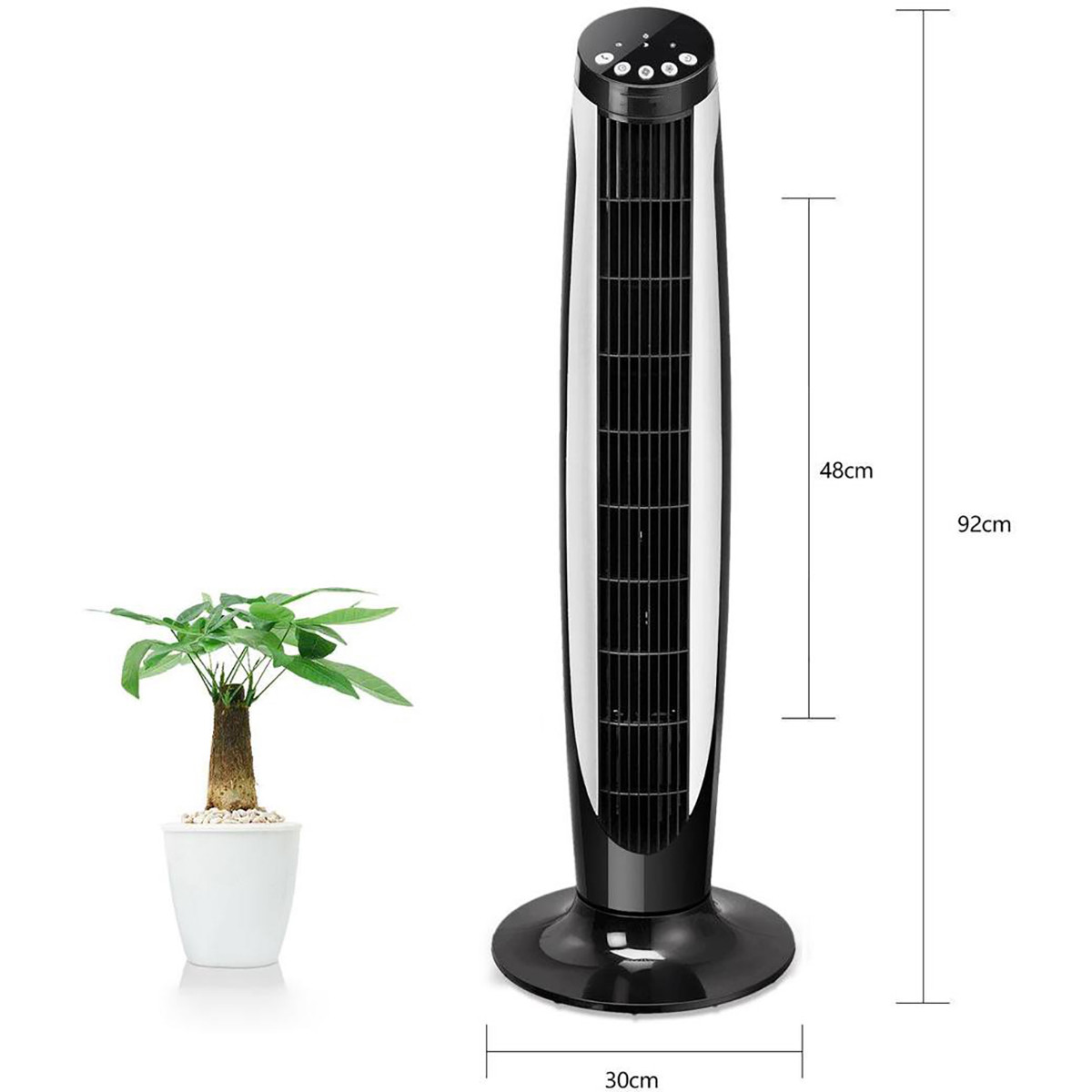 Ventilator - Aigi Aguna - Turmventilator - Fernbedienung - Timer - Rund - 45W - Schwarz