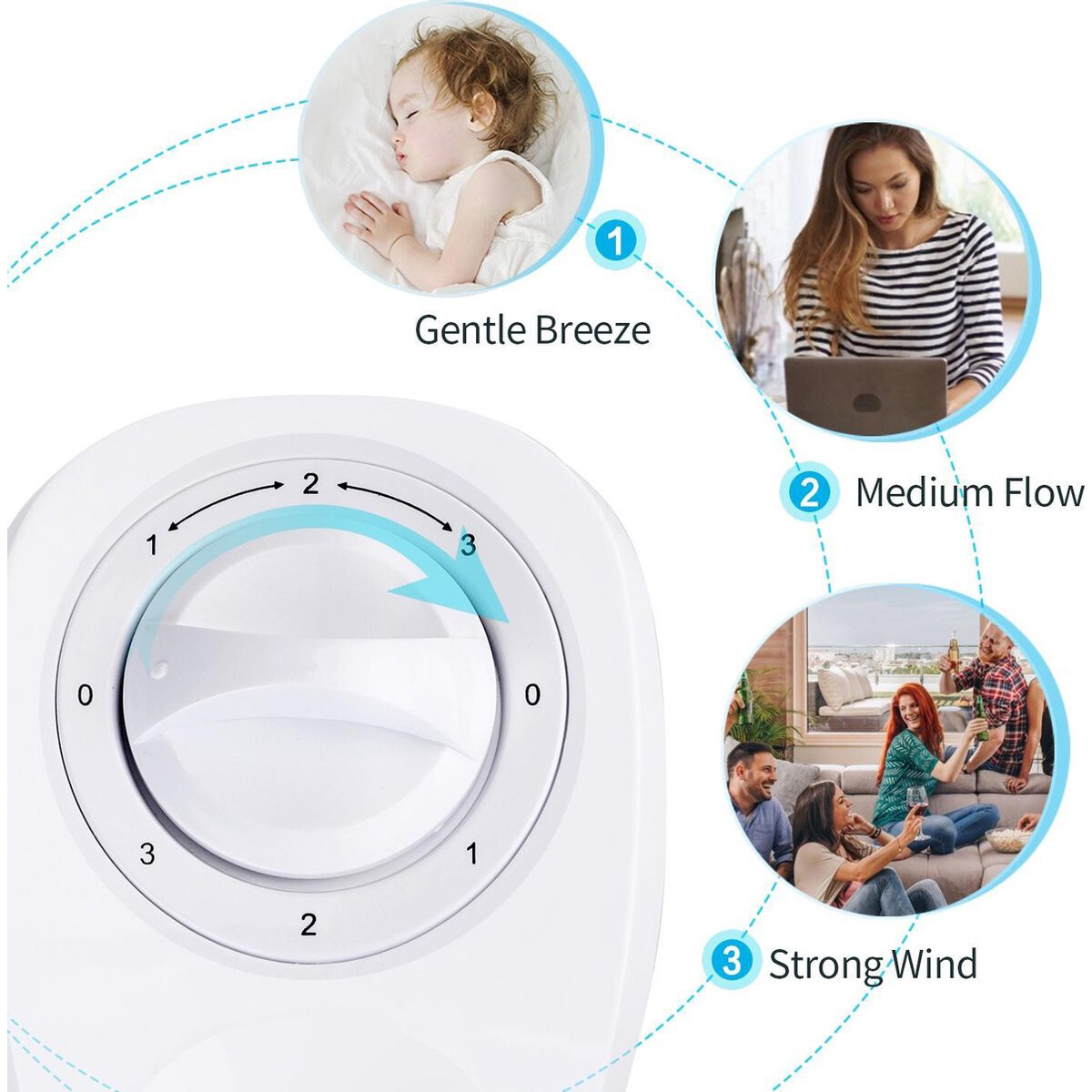 Ventilator - Aigi Bivon - Turmventilator - Standventilator - Rund - Mattweiß - Kunststoff