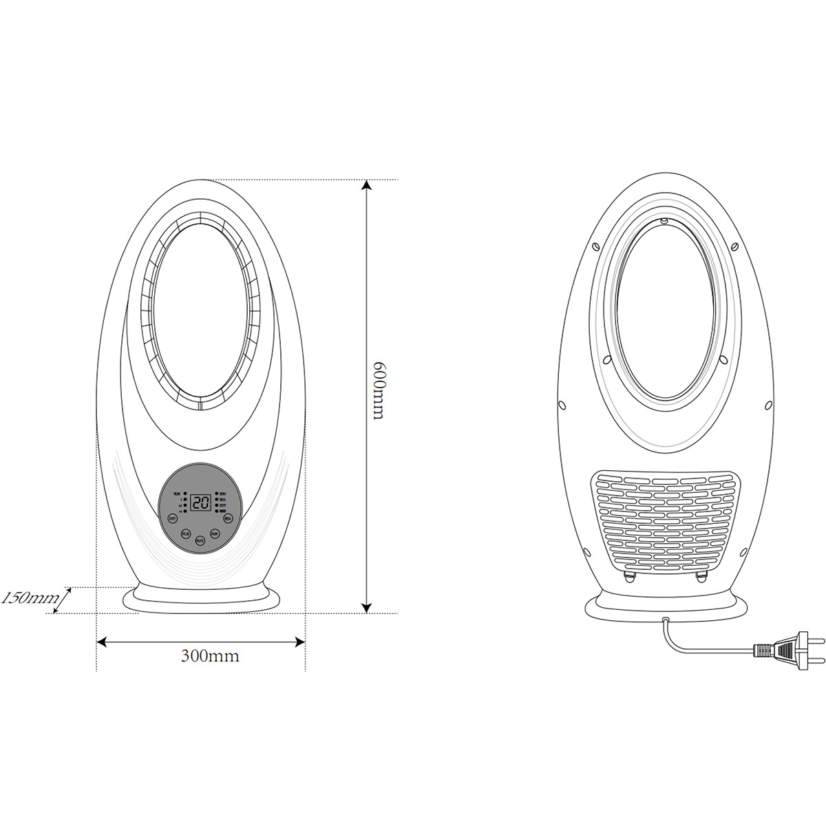 Ventilator - Trion Anvio - 3W - Turmventilator - Fernbedienung - Timer - Standventilator - RGBW - Rund - Weiß - Kunststoff