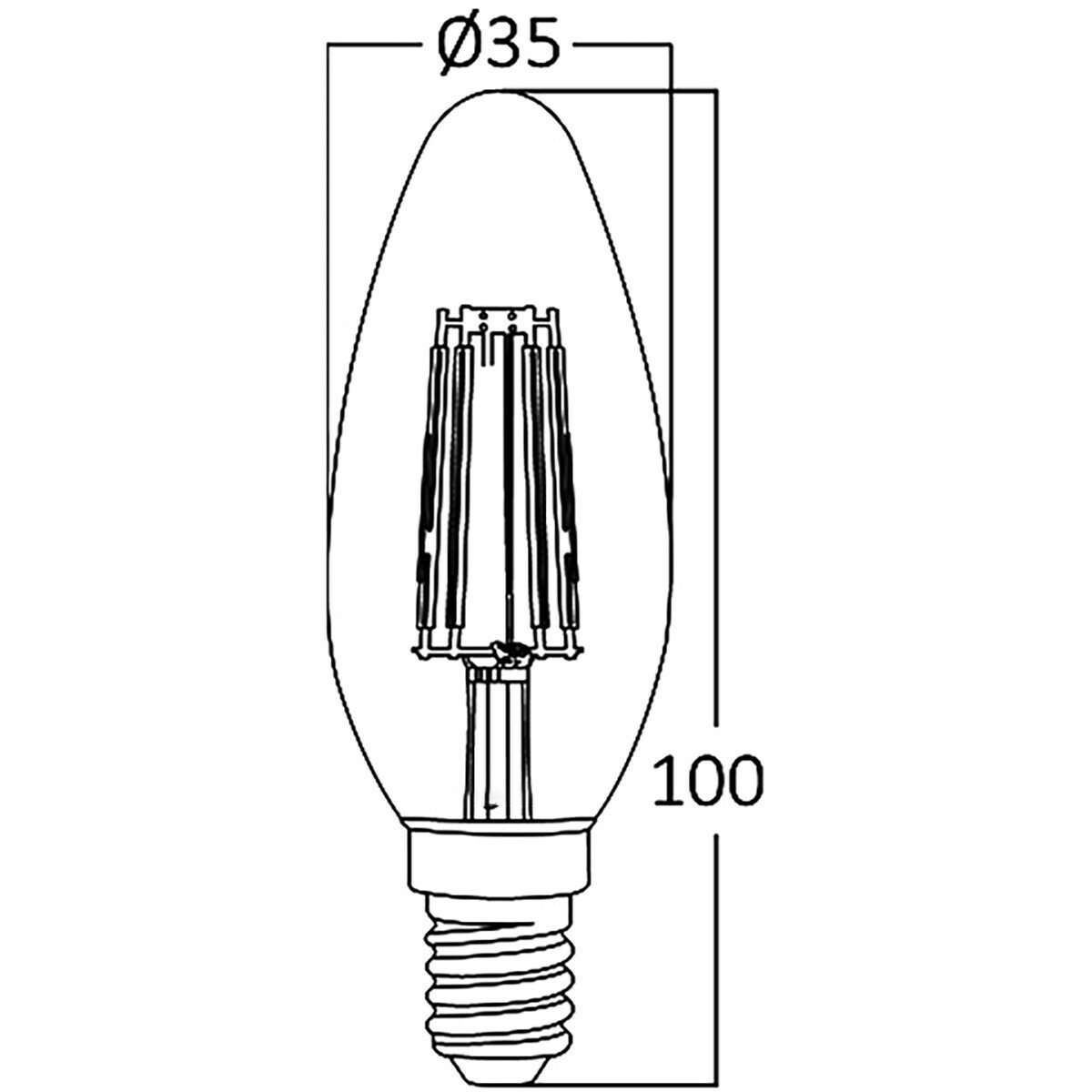 Vorteilspack 10x LED-Lampe E14 Kerze Filament - Brinton - Amber 4W 360lm - 822 Sehr Warmweiß 2200K - C35 - Dimmbare | Ersatz für 32W