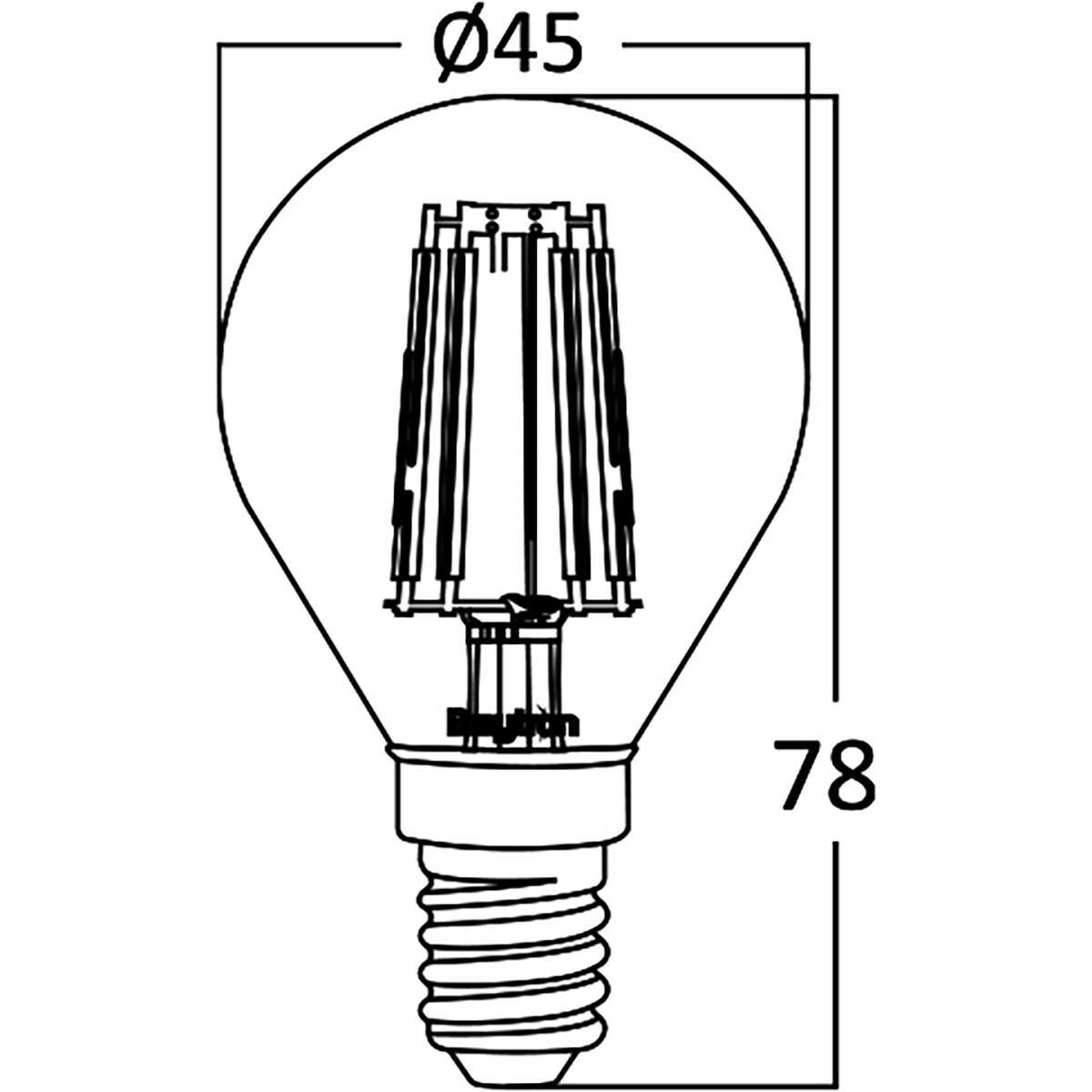 Vorteilspack 10x LED-Lampe E14 Kugel Filament - Brinton - Amber 4W 360lm - 822 Sehr Warmweiß 2200K - P45 | Ersatz für 32W