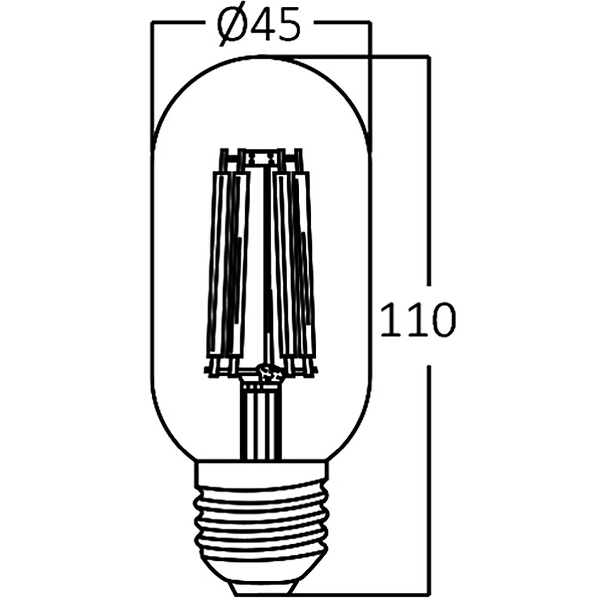 Vorteilspack 10x LED-Lampe E27 Rohr Filament - Brinton - Amber 4W 360lm - 822 Sehr Warmweiß 2200K - T45 | Ersatz für 32W