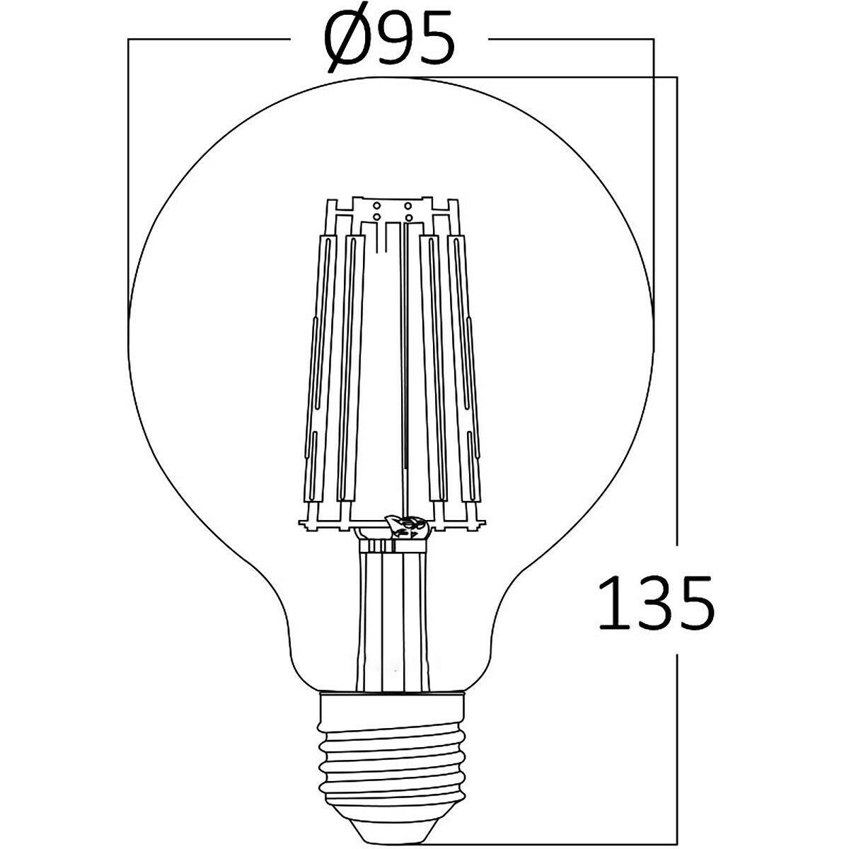 Vorteilspack 10x LED-Lampe E27 Globe Filament - Brinton - Amber 6W 540lm - 822 Sehr Warmweiß 2200K - G95 - Dimmbare | Ersatz für 45W